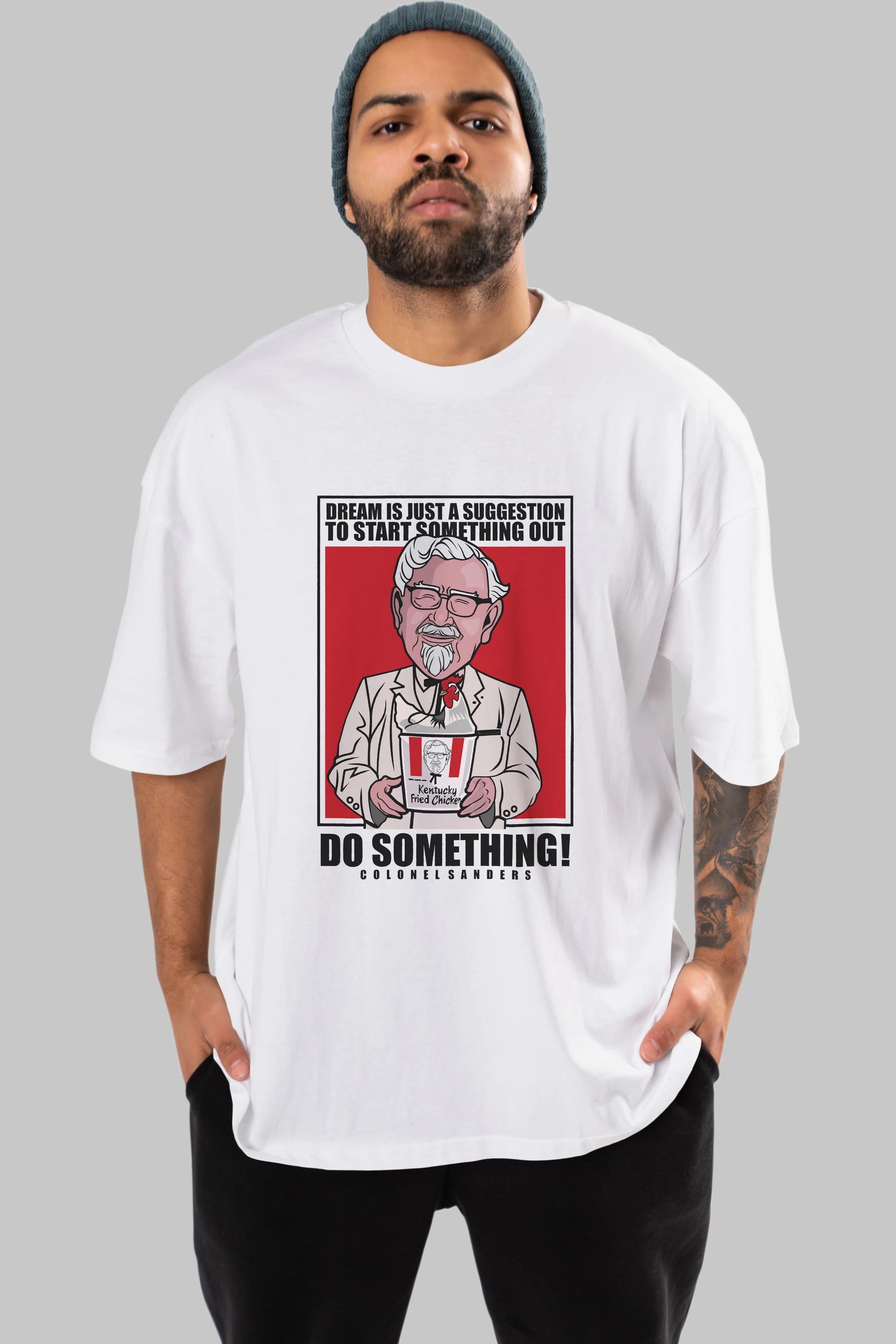 Colonel Sanders Ön Baskılı Oversize t-shirt Erkek Kadın Unisex %100 Pamuk tişort
