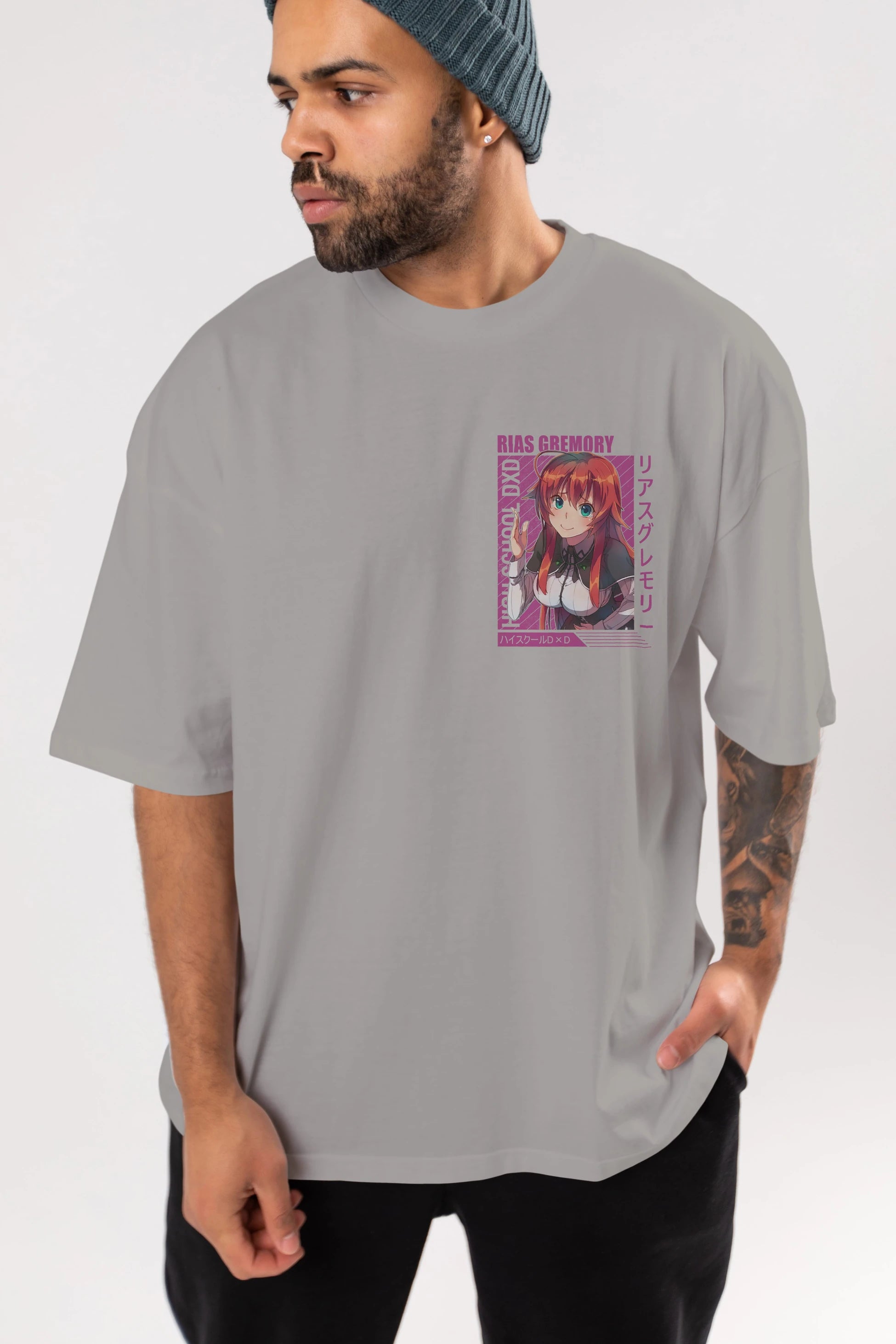 Rias Gremory 10 Ön Sol Baskılı Oversize t-shirt Erkek Kadın Unisex %100 Pamuk Bisiklet Yaka tişort