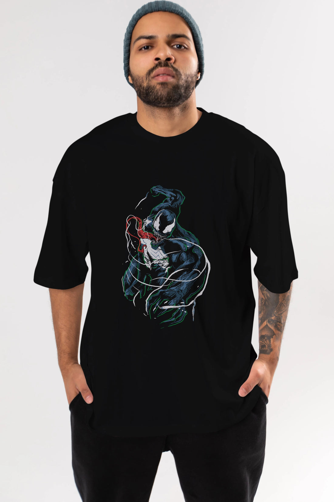 Venom (5) Ön Baskılı Oversize t-shirt Erkek Kadın Unisex %100 Pamuk Bisiklet Yaka tişort