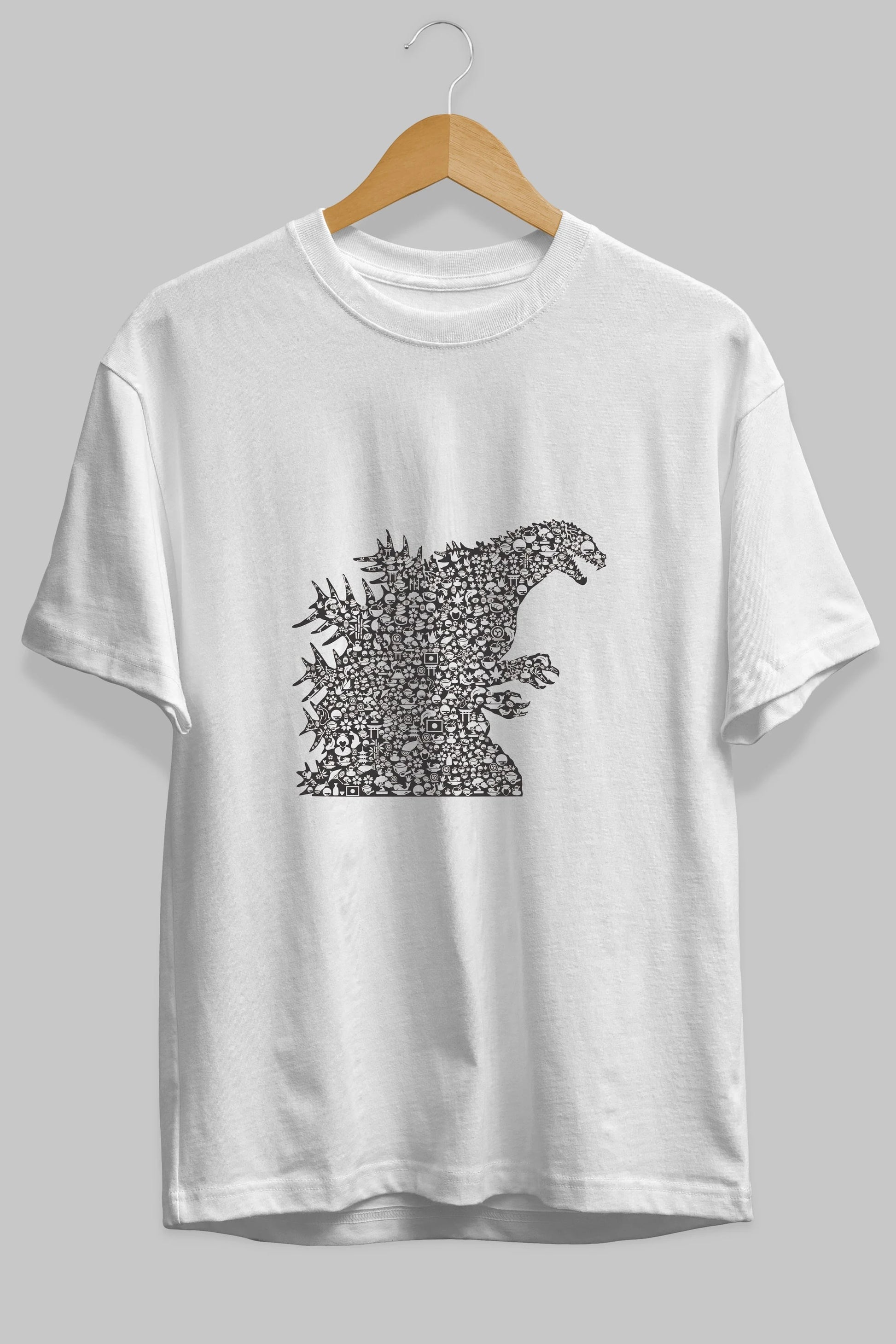 Godzilla Ön Baskılı Oversize t-shirt %100 pamuk Erkek Kadın Unisex