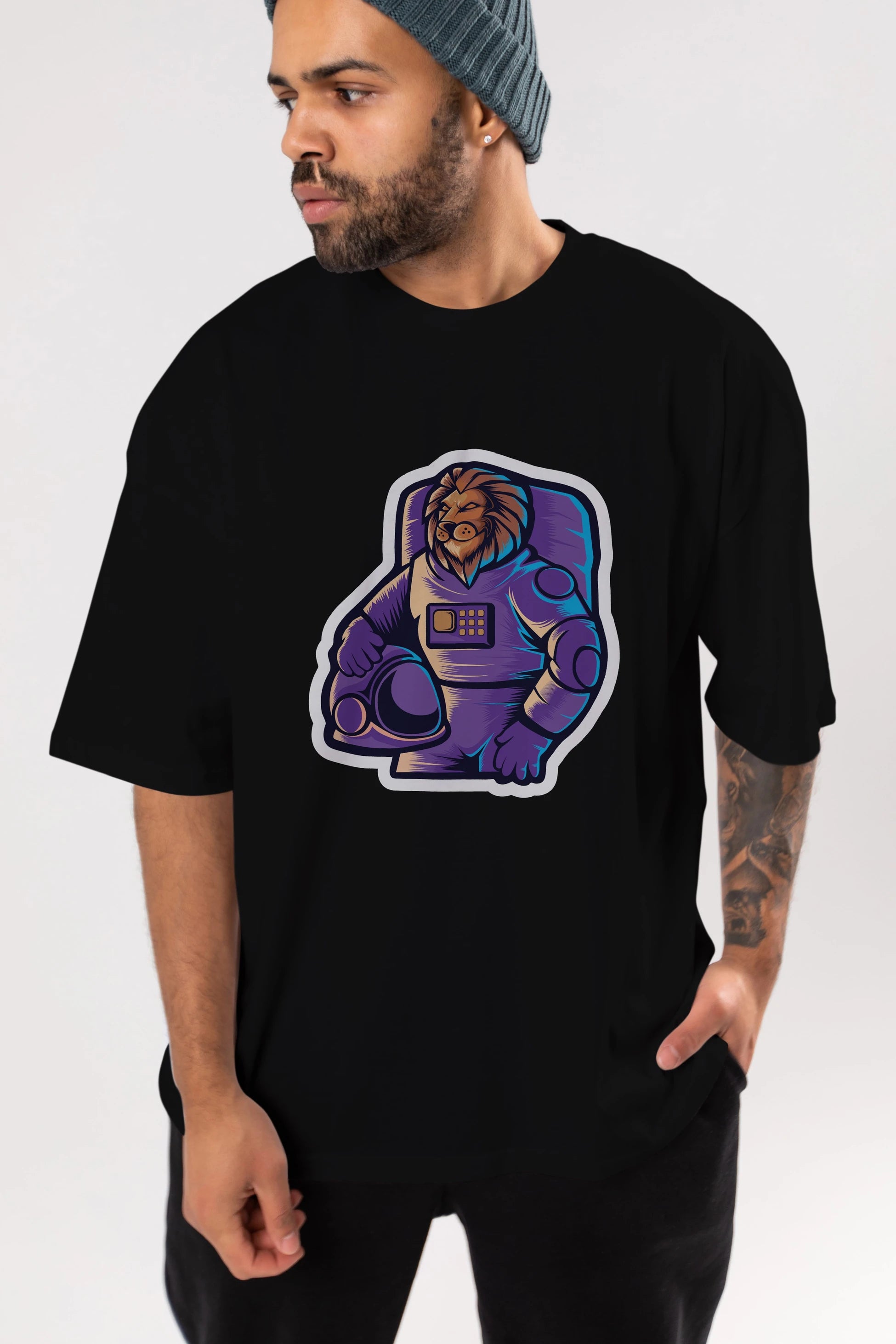Astroking Sticker Ön Baskılı Oversize t-shirt Erkek Kadın Unisex