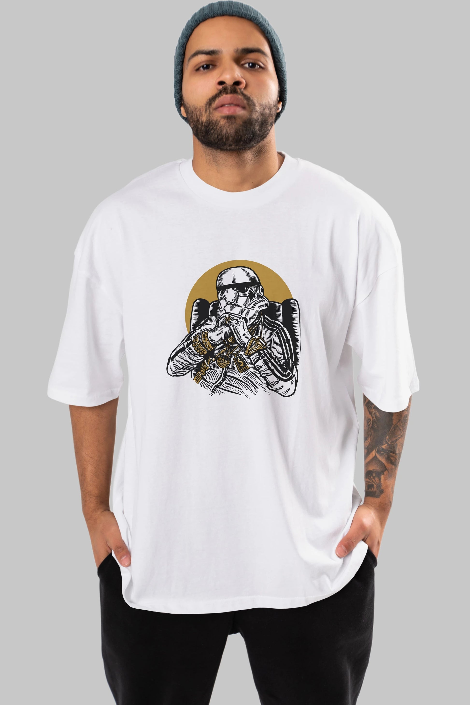 Trooper Dee Jay Ön Baskılı Oversize t-shirt Erkek Kadın Unisex %100 Pamuk tişort