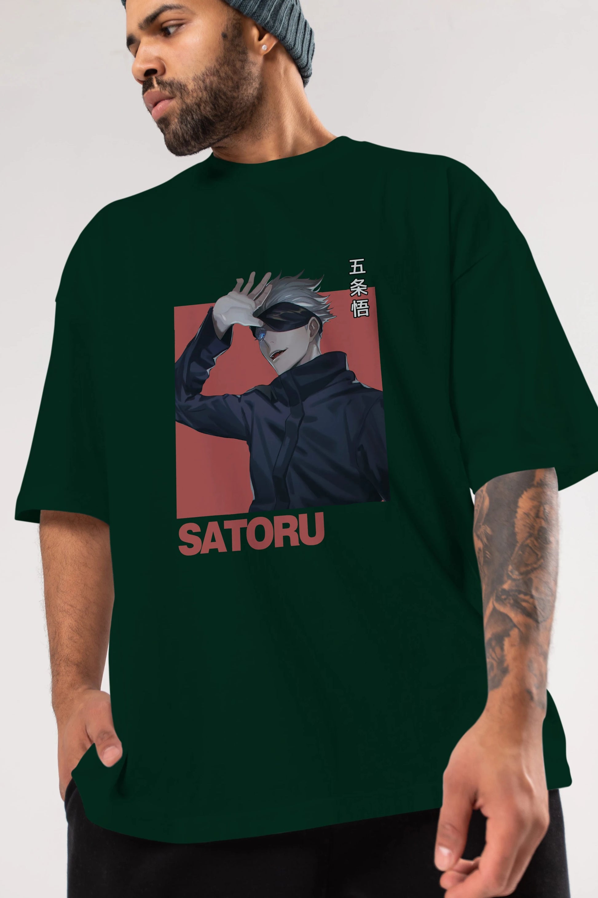 SATORU GOJO 2 Anime Ön Baskılı Oversize t-shirt %100 pamuk Erkek Kadın Unisex