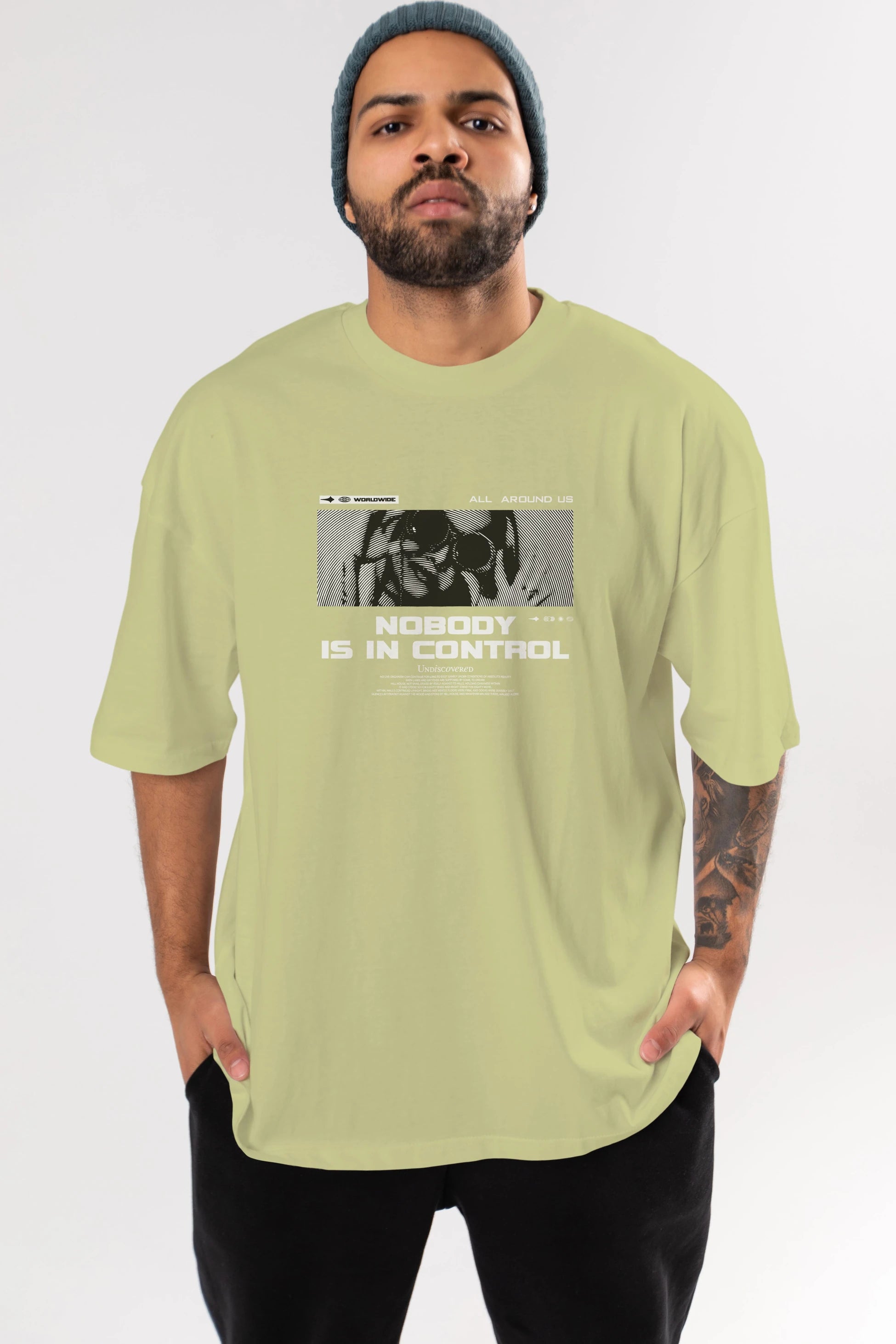 Nobody is in Control Ön Baskılı Oversize t-shirt Erkek Kadın Unisex