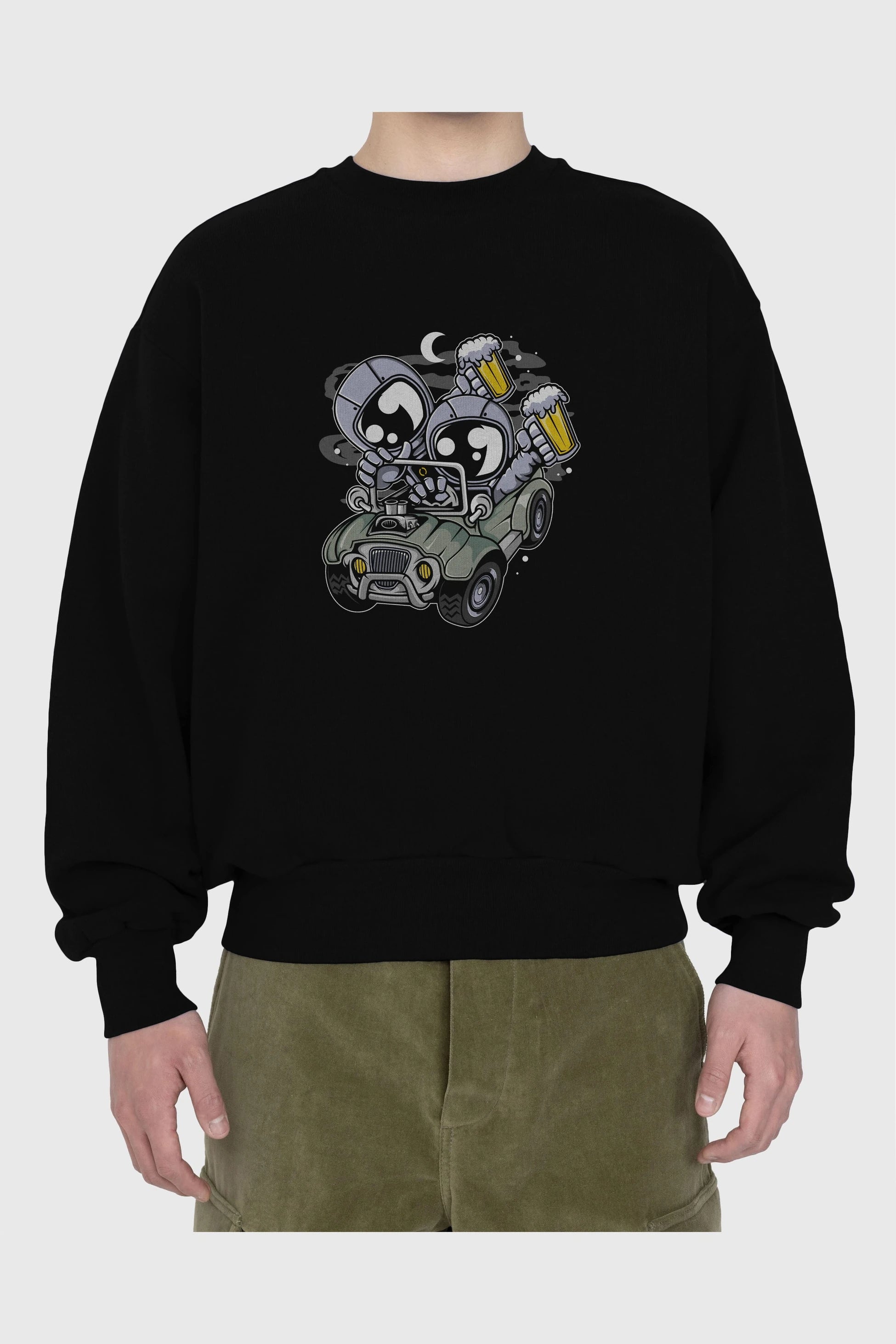 Astronaut Offroad Ön Baskılı Oversize Sweatshirt Erkek Kadın Unisex