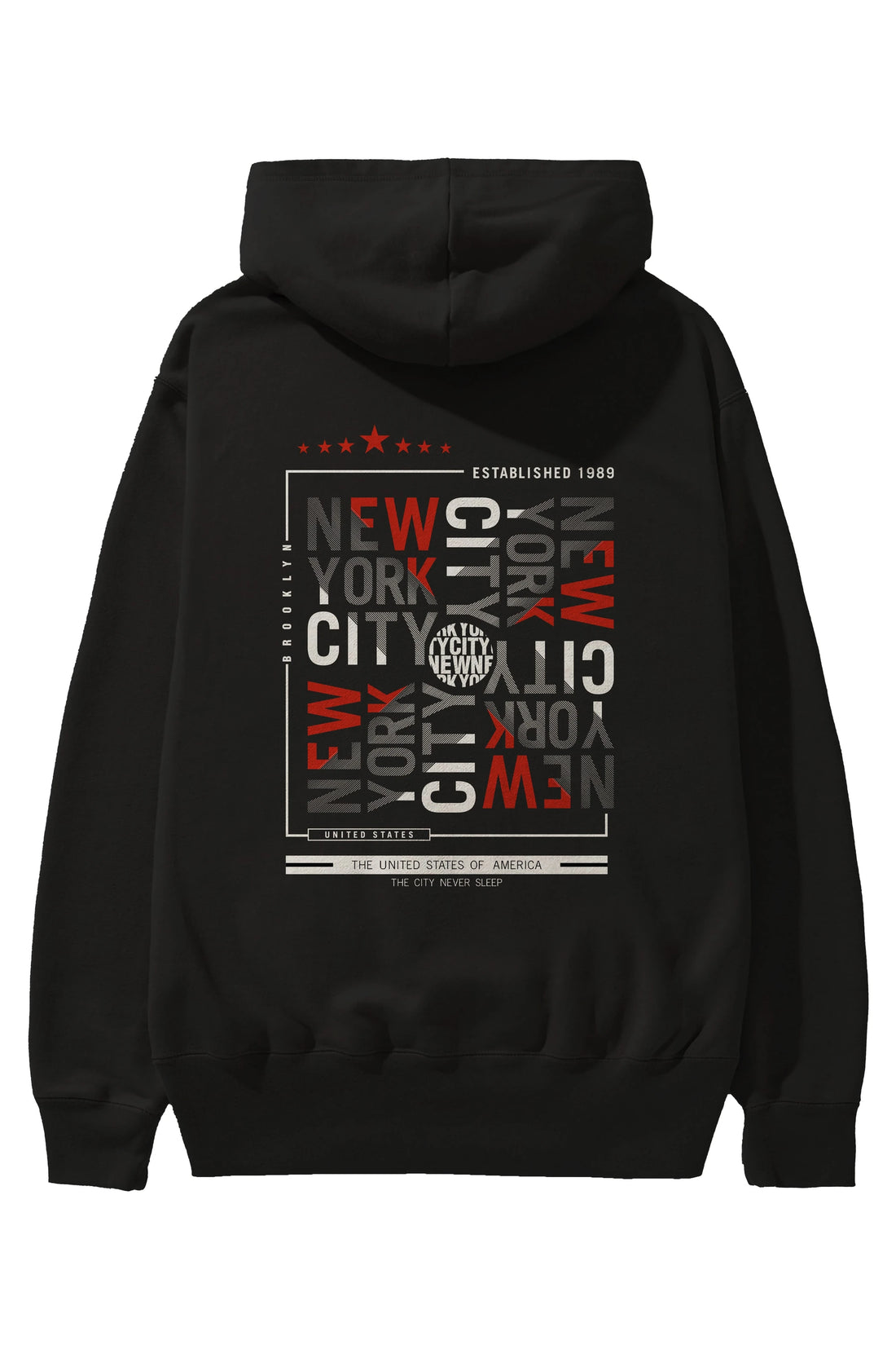 New York Style 2 Arka Baskılı Hoodie Oversize Kapüşonlu Sweatshirt Erkek Kadın Unisex