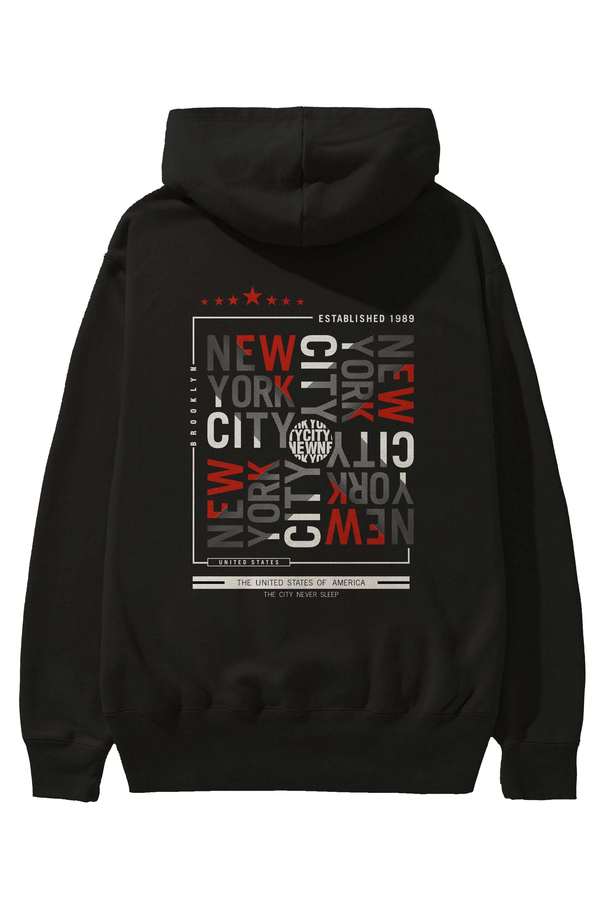 New York Style 2 Arka Baskılı Hoodie Oversize Kapüşonlu Sweatshirt Erkek Kadın Unisex