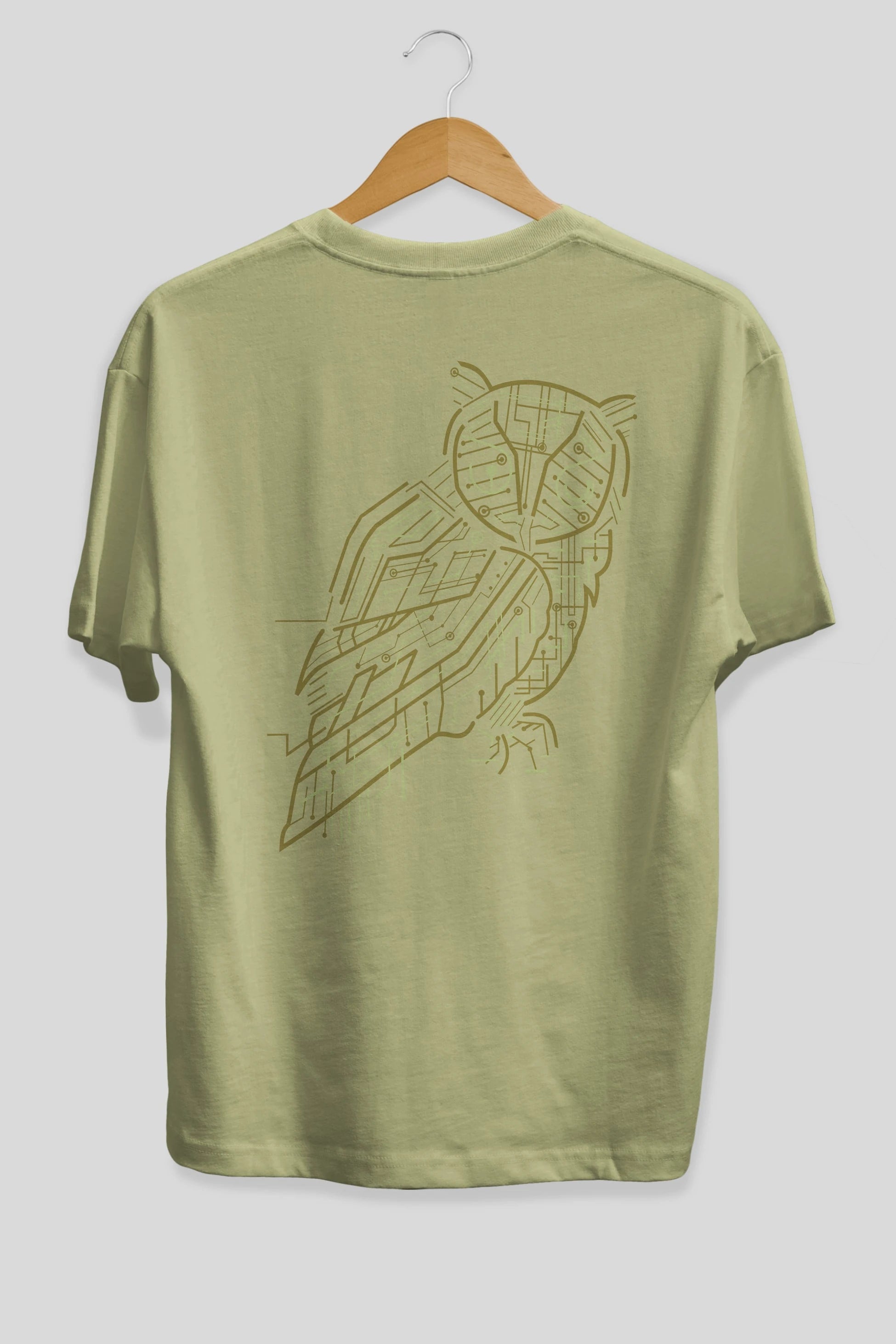 Electrical Owl Arka Baskılı Oversize t-shirt %100 pamuk Erkek Kadın Unisex
