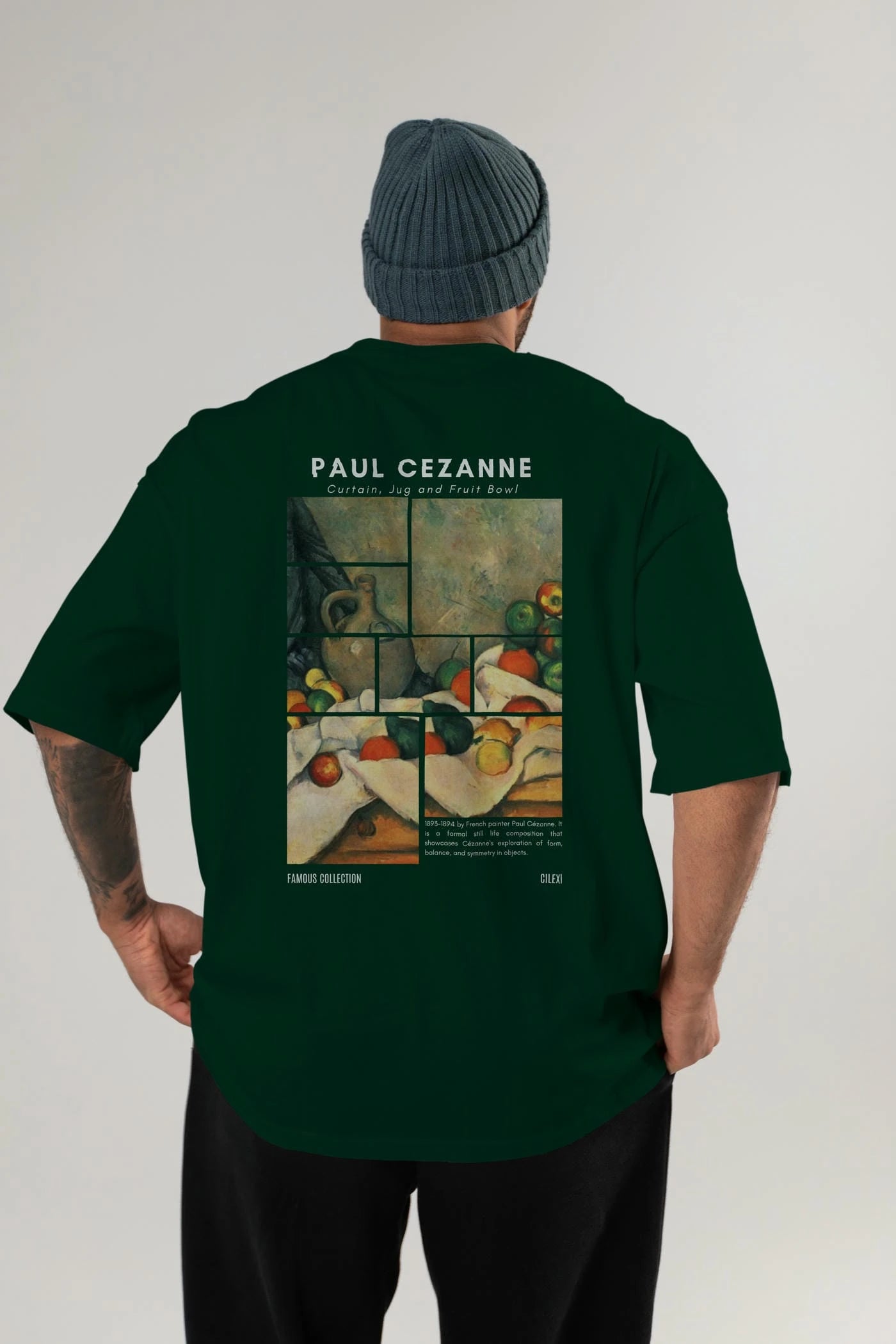 Paul Cezanne Curtain Arka Baskılı Oversize t-shirt Erkek Kadın Bisiklet Yaka Pamuk tişort
