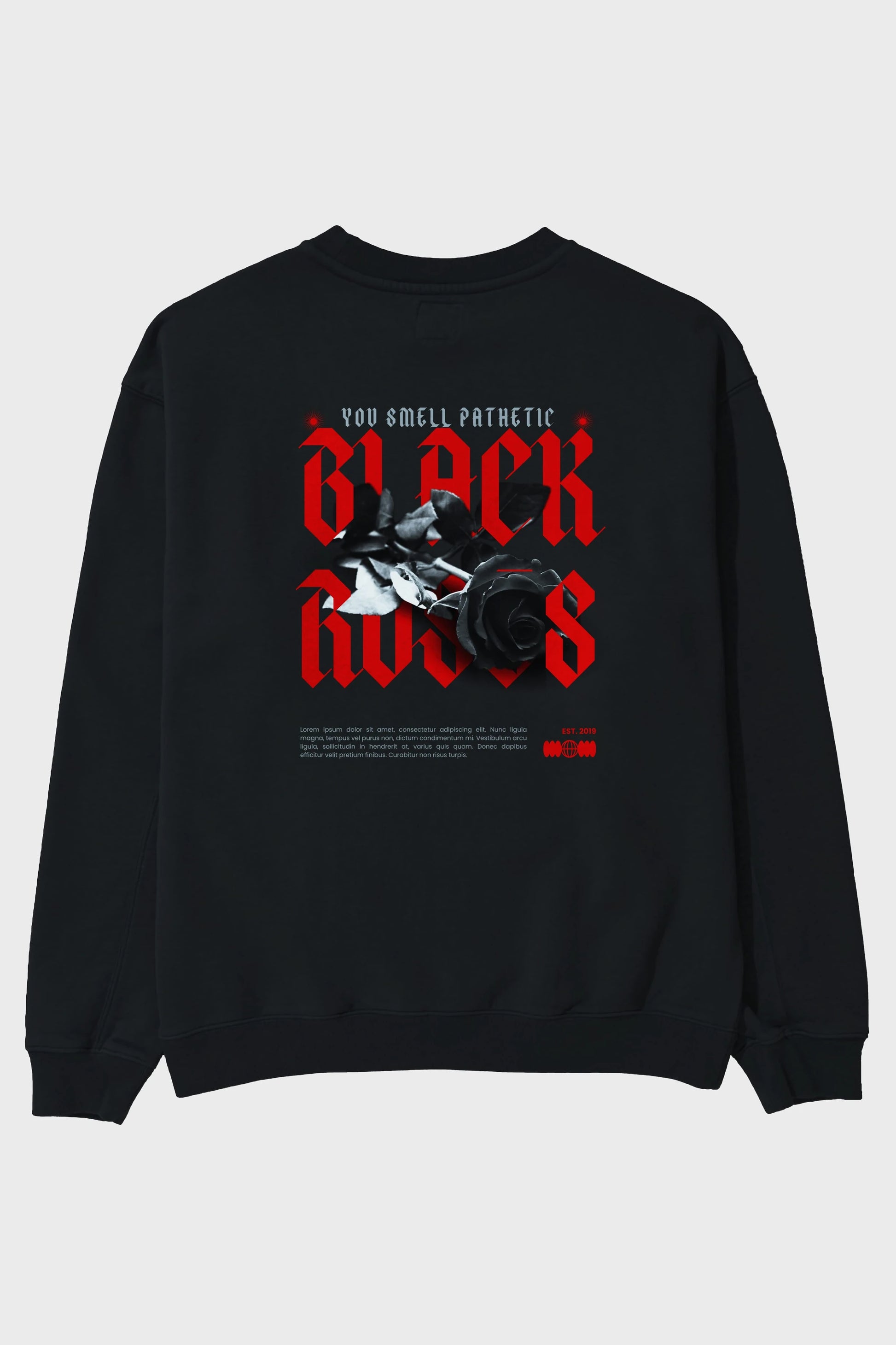Black Roses Arka Baskılı Oversize Sweatshirt Erkek Kadın Unisex