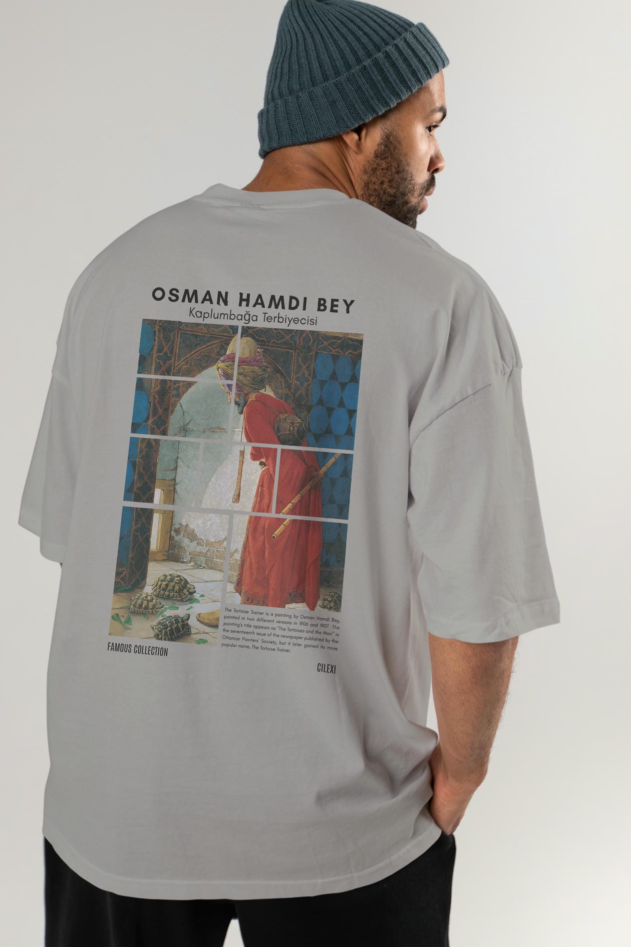 Osman Hamdi Bey Arka Baskılı Oversize t-shirt Erkek Kadın Bisiklet Yaka Pamuk tişort