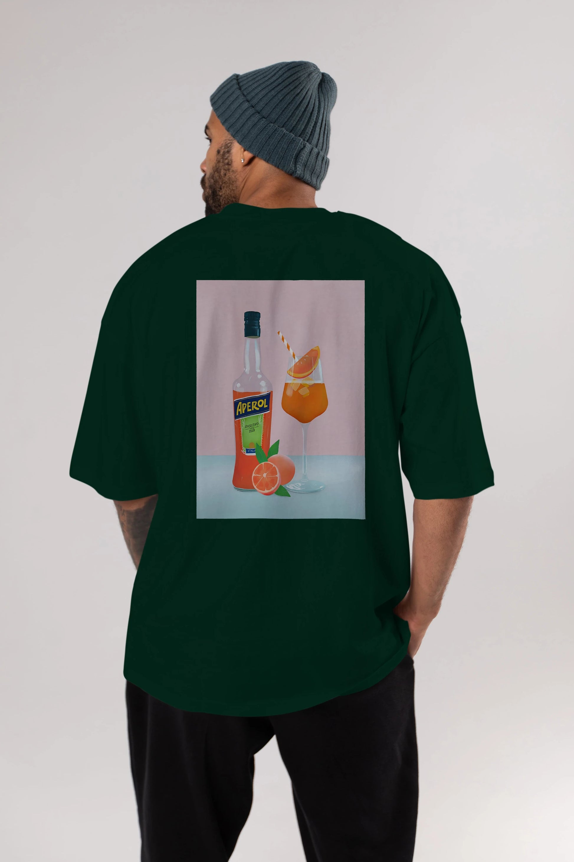 Aperol Spritz 3 Arka Baskılı Oversize t-shirt Erkek Kadın Unisex %100 Pamuk Bisiklet Yaka tişort