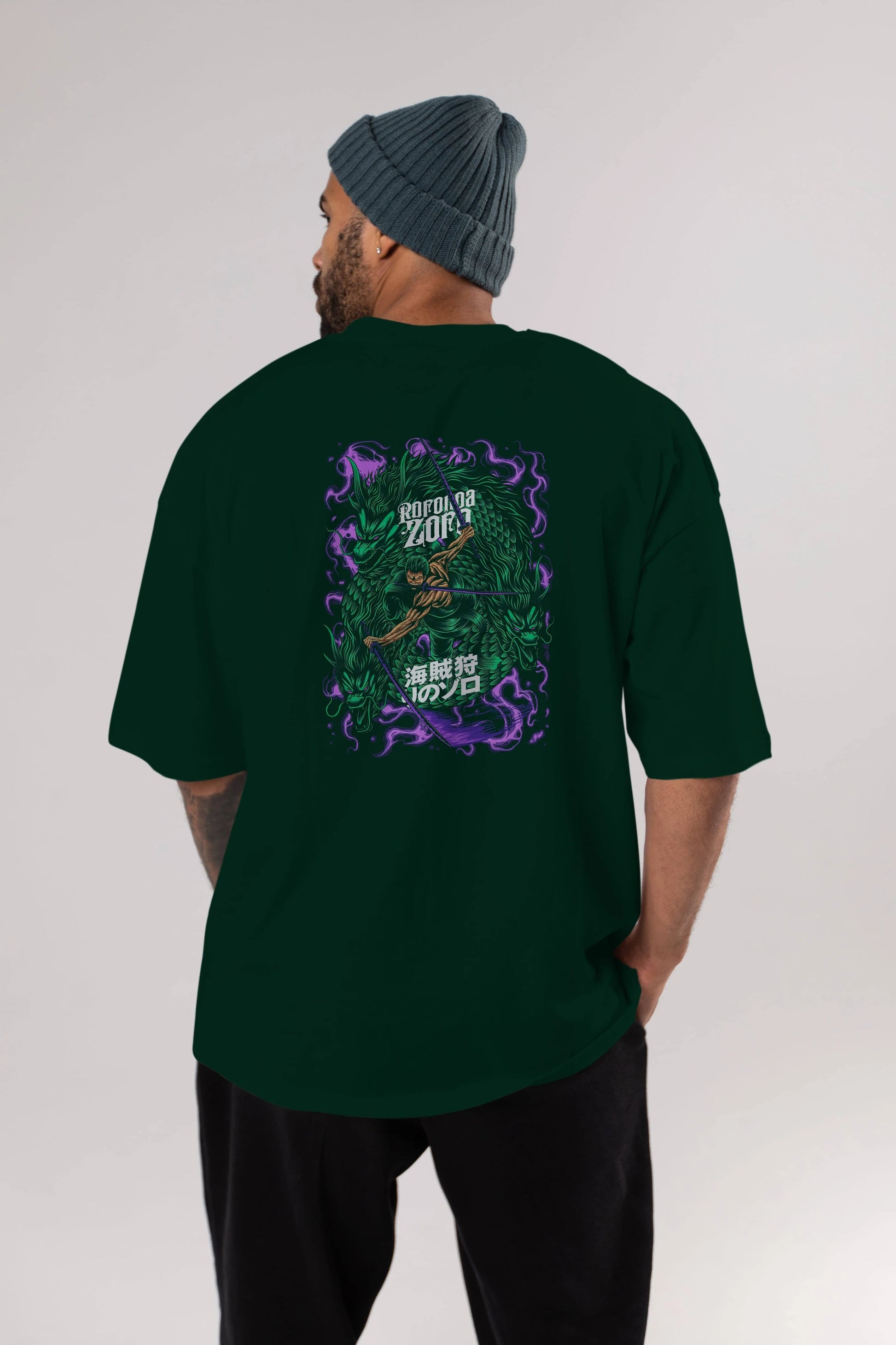RORONOA ZORO 5 Anime Arka Baskılı Oversize t-shirt Erkek Kadın Unisex