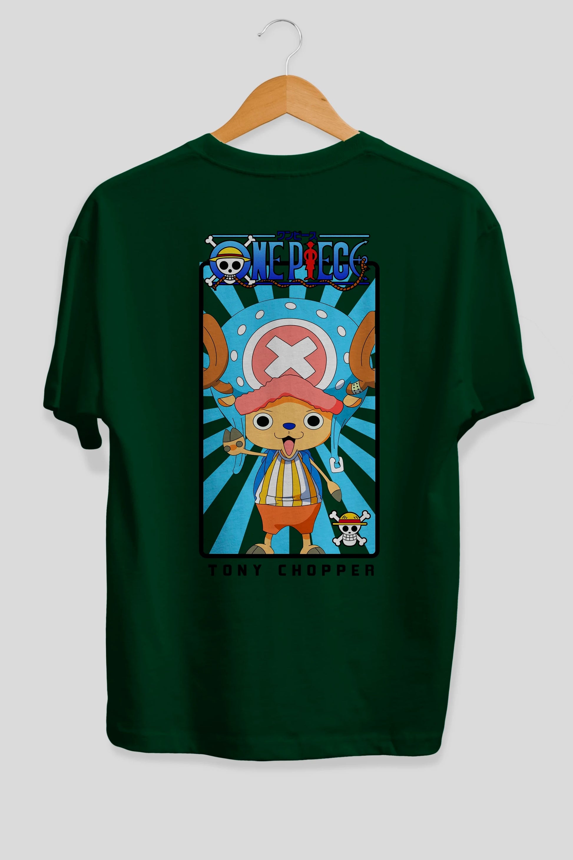 Chopper Anime Arka Baskılı Oversize t-shirt Erkek Kadın Unisex %100 pamuk tişort