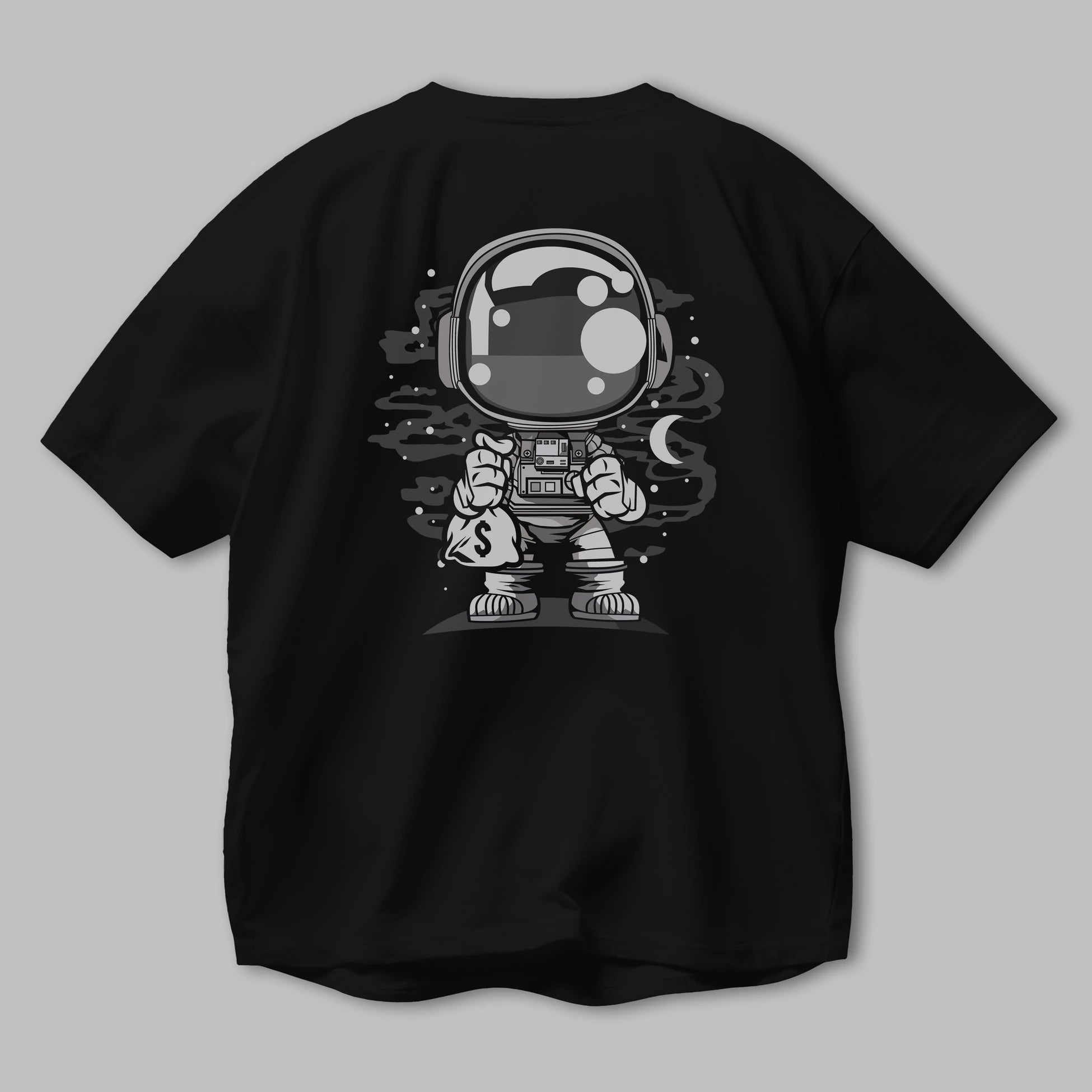 Astronaut Chibi Arka Baskılı Oversize t-shirt Erkek Kadın Unisex