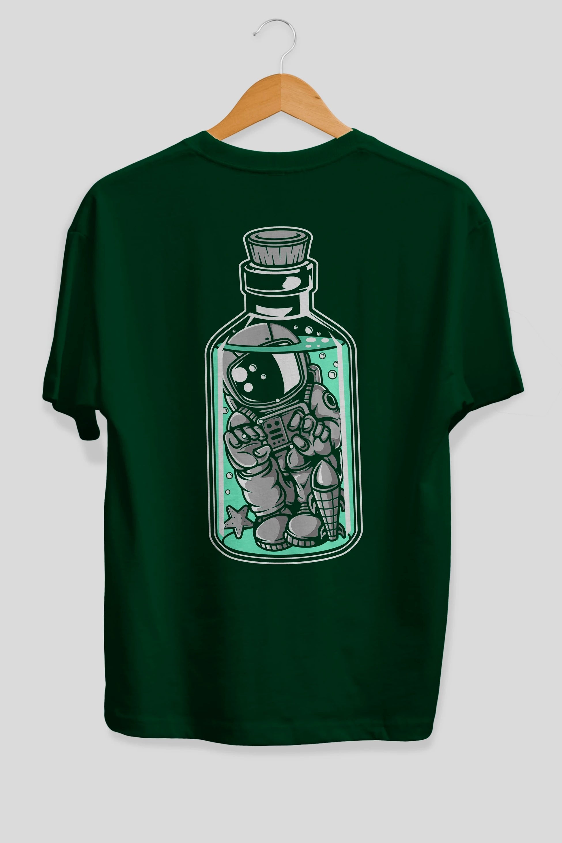 Astronaut in The Bottle Arka Baskılı Oversize t-shirt Erkek Kadın Unisex