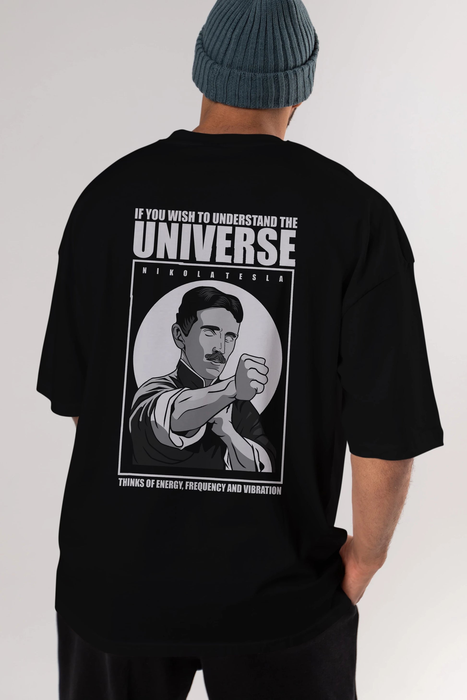 Nicola Tesla Ip Man Arka Baskılı Oversize t-shirt Erkek Kadın Unisex %100 Pamuk tişort