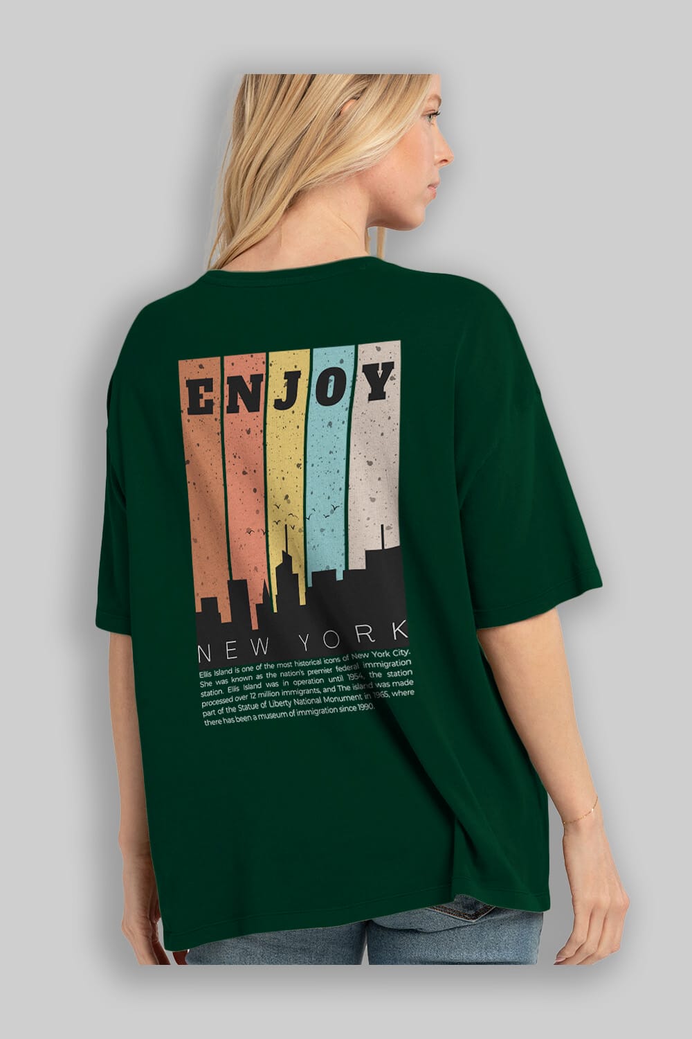 Enjoy New York Yazılı Arka Baskılı Oversize t-shirt Erkek Kadın Unisex