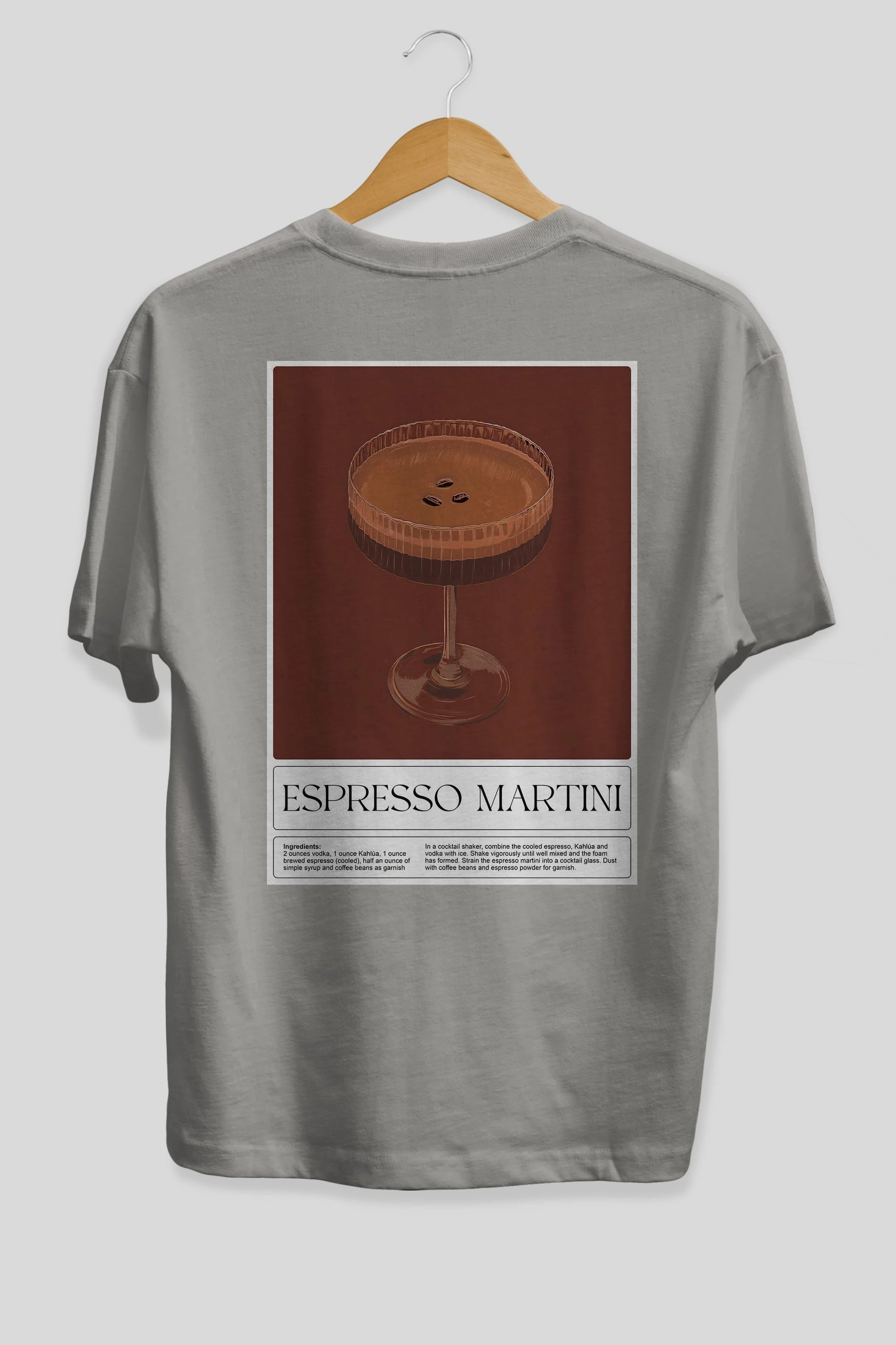 Espresso Martini Arka Baskılı Oversize t-shirt Erkek Kadın Unisex %100 Pamuk Bisiklet Yaka tişort