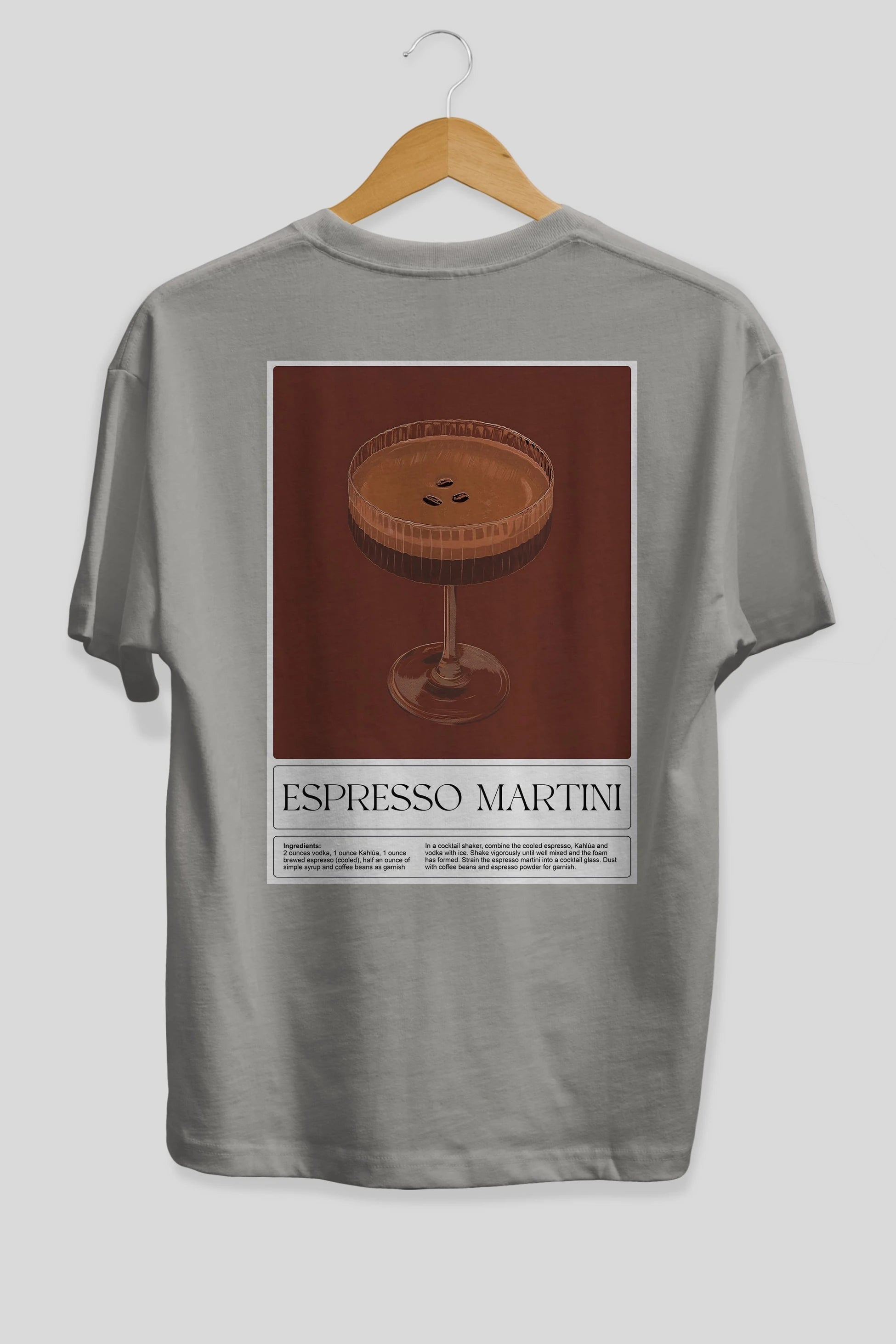 Espresso Martini Arka Baskılı Oversize t-shirt Erkek Kadın Unisex %100 Pamuk Bisiklet Yaka tişort
