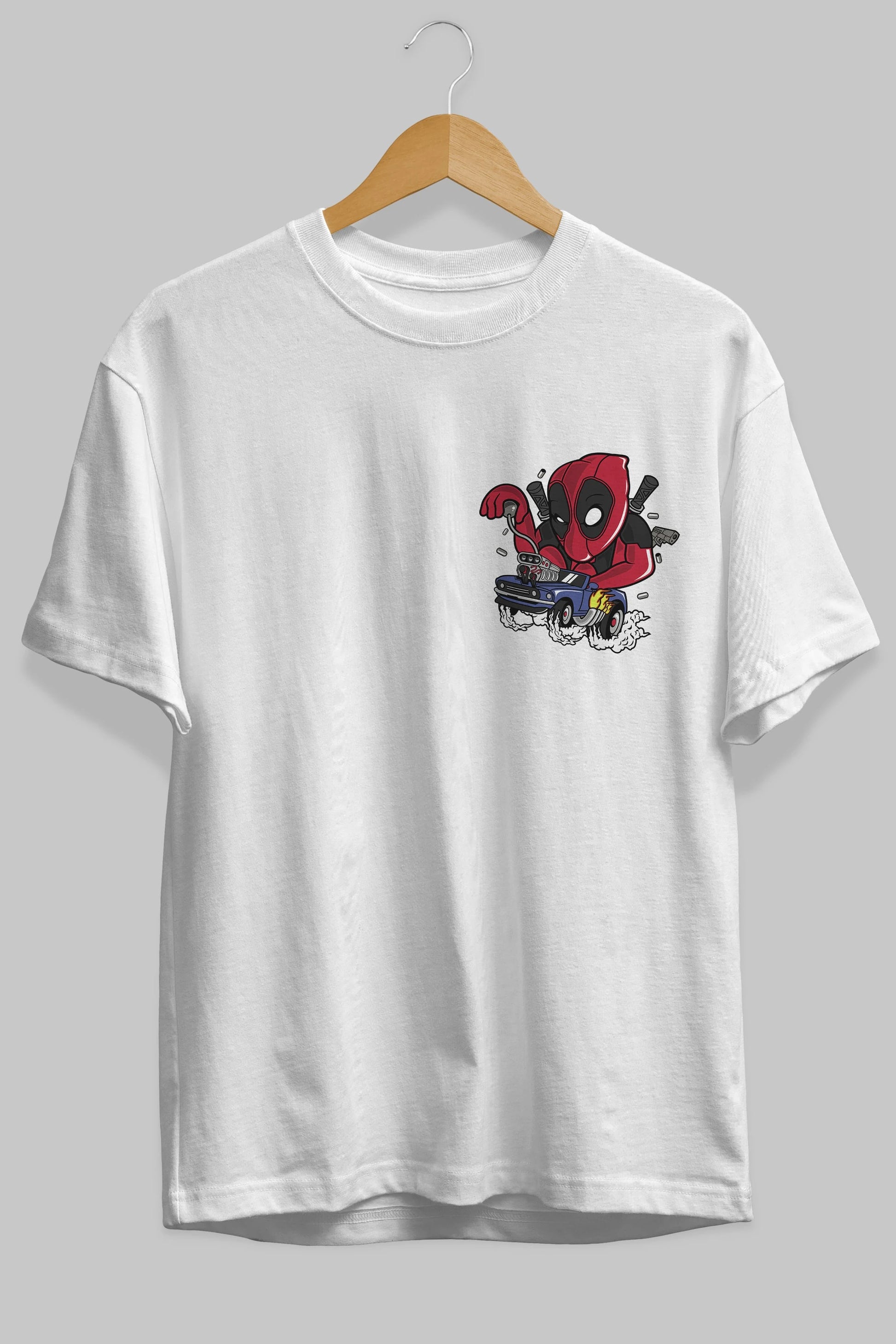 Deadpool (21) Ön Sol Baskılı Oversize t-shirt Erkek Kadın Unisex %100 Pamuk Bisiklet Yaka tişort