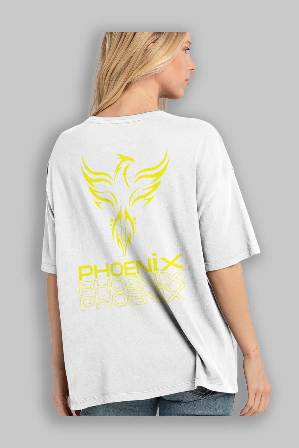 Phoenix Yazılı Arka Baskılı Oversize t-shirt Erkek Kadın Unisex