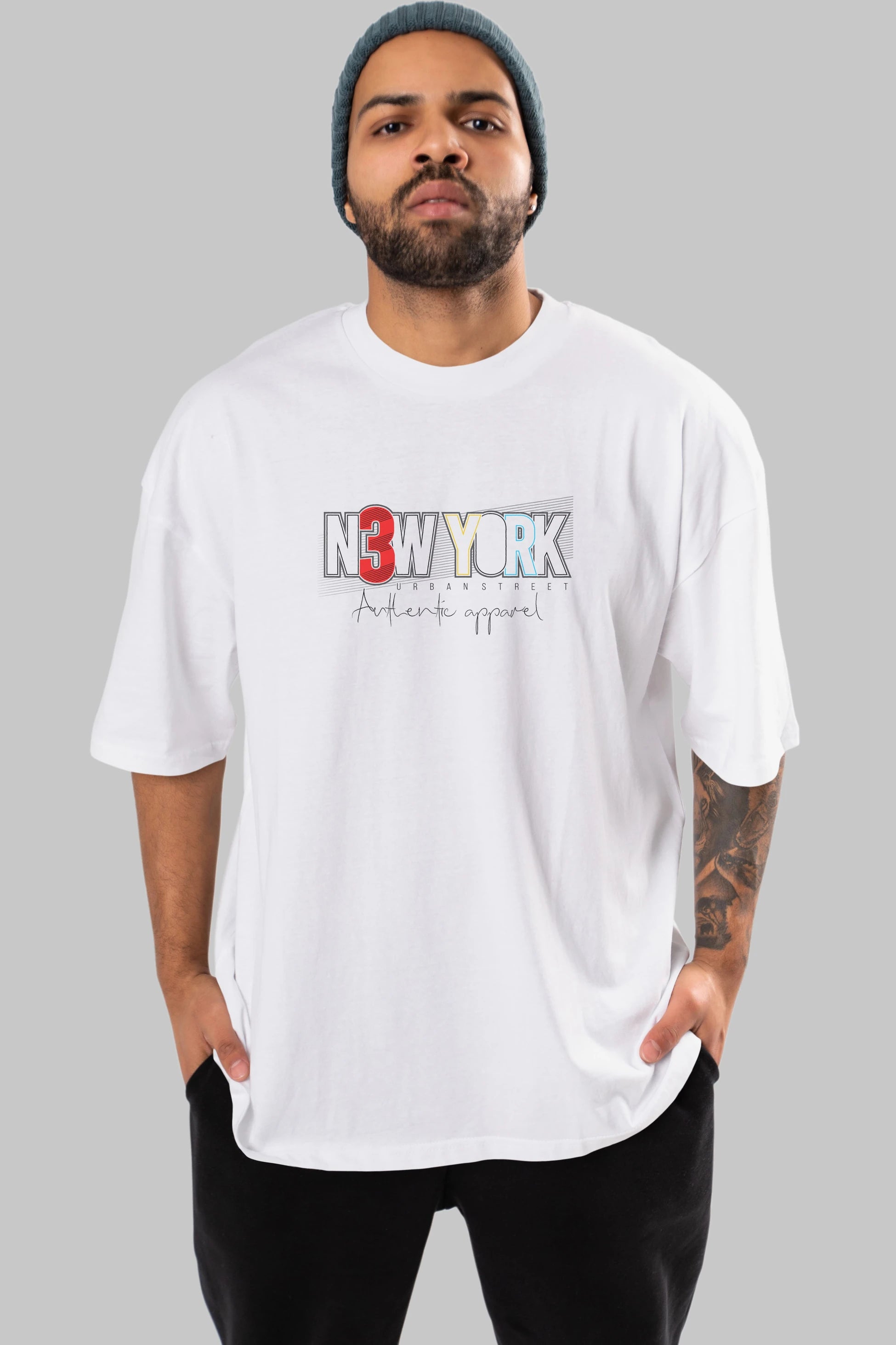 New York Ön Baskılı Oversize t-shirt Erkek Kadın Unisex