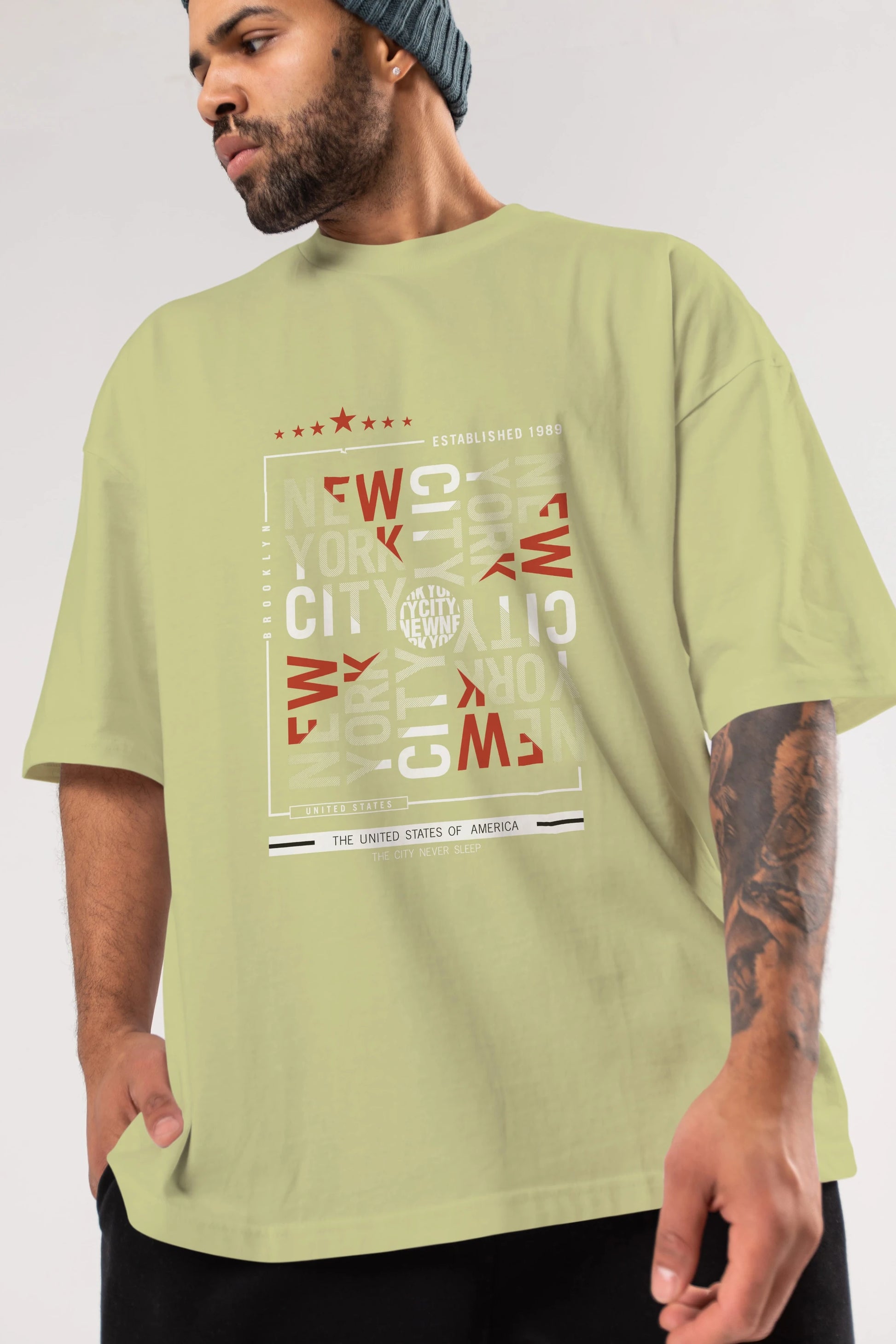 New York Style 2 Ön Baskılı Oversize t-shirt Erkek Kadın Unisex