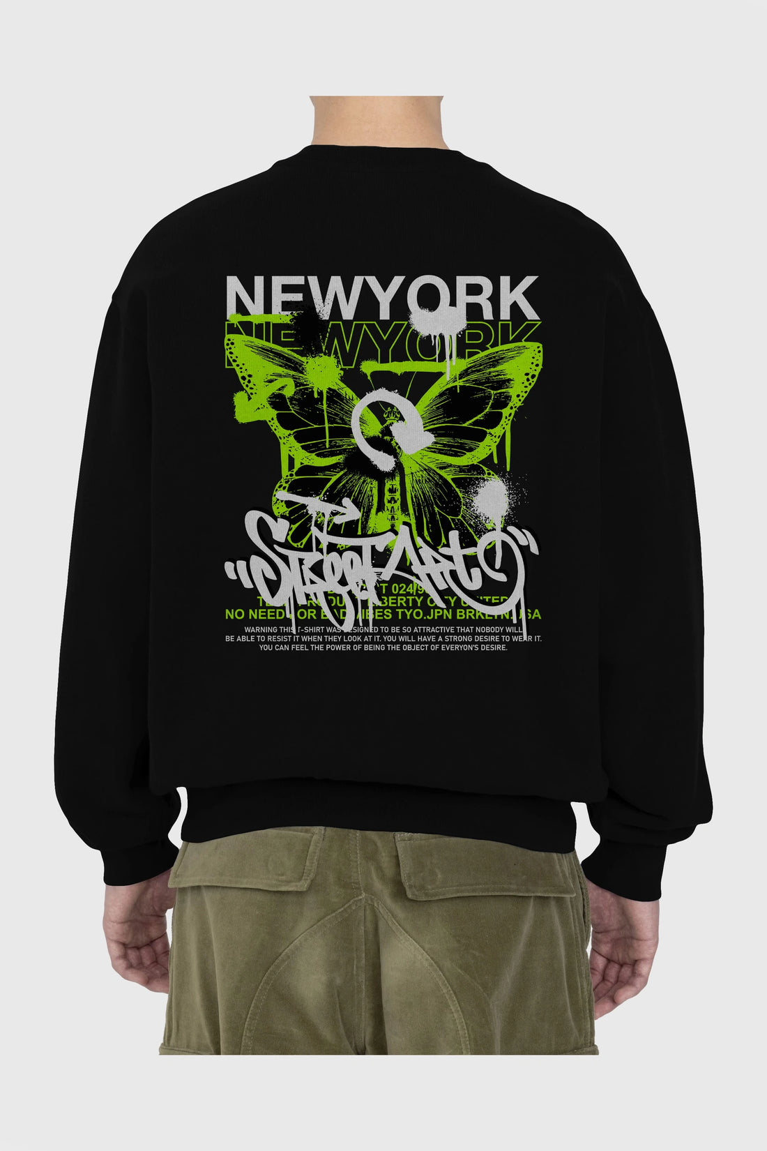 New York Street Style Arka Baskılı Oversize Sweatshirt Erkek Kadın Unisex