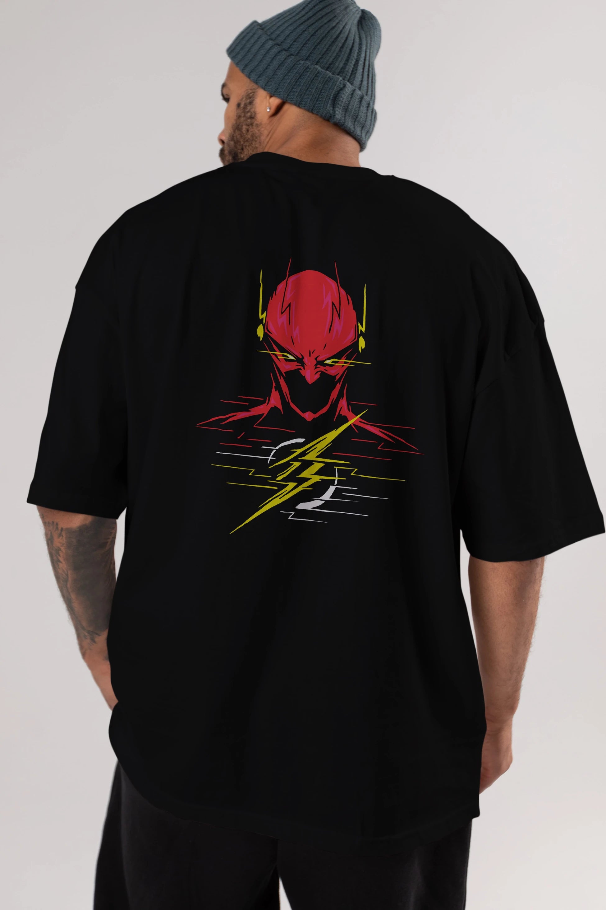 Flash Avengers (2) Arka Baskılı Oversize t-shirt Erkek Kadın Unisex %100 Pamuk Bisiklet Yaka tişort