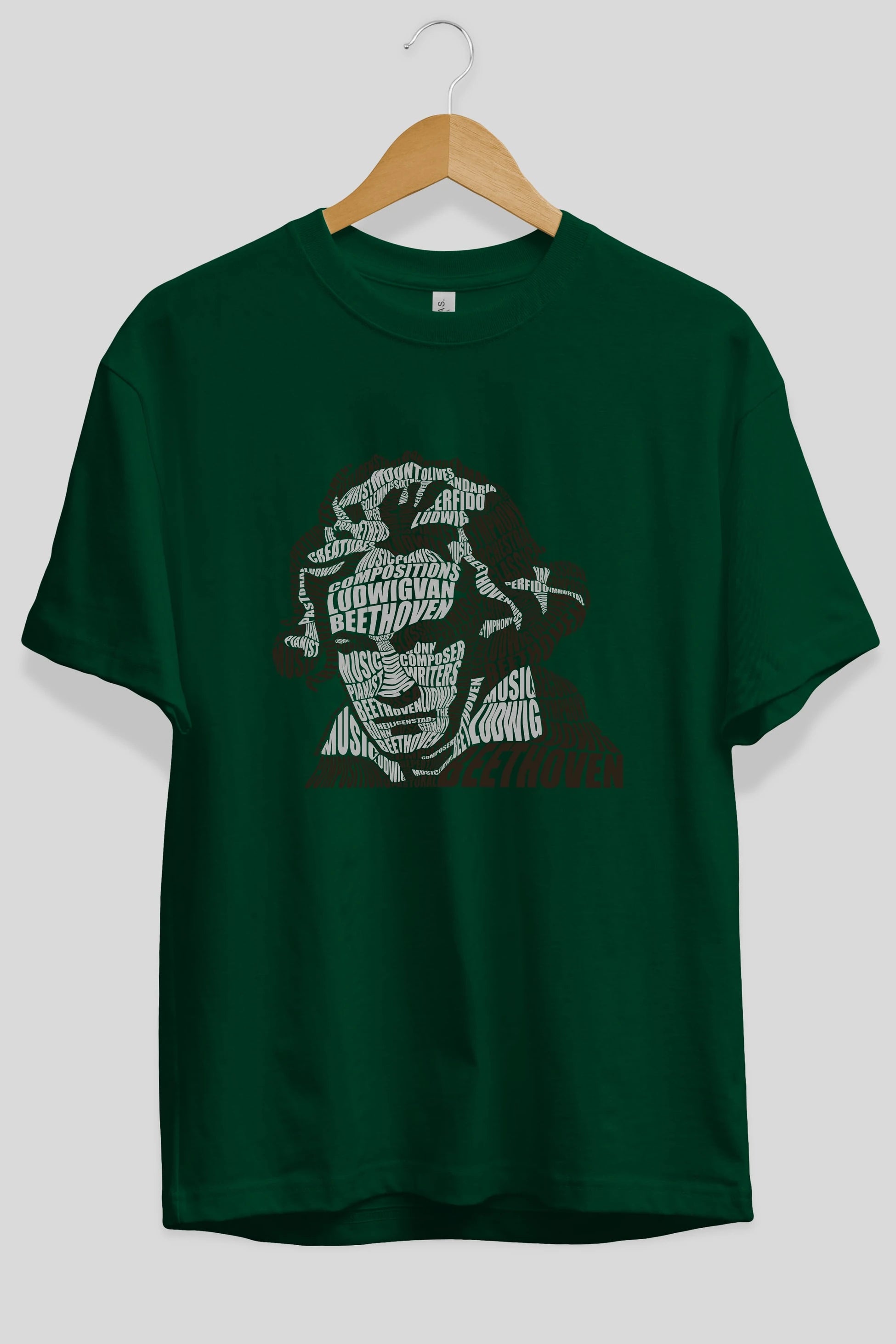 Ludwig van Beethoven Calligram Ön Baskılı Oversize t-shirt %100 pamuk Erkek Kadın Unisex