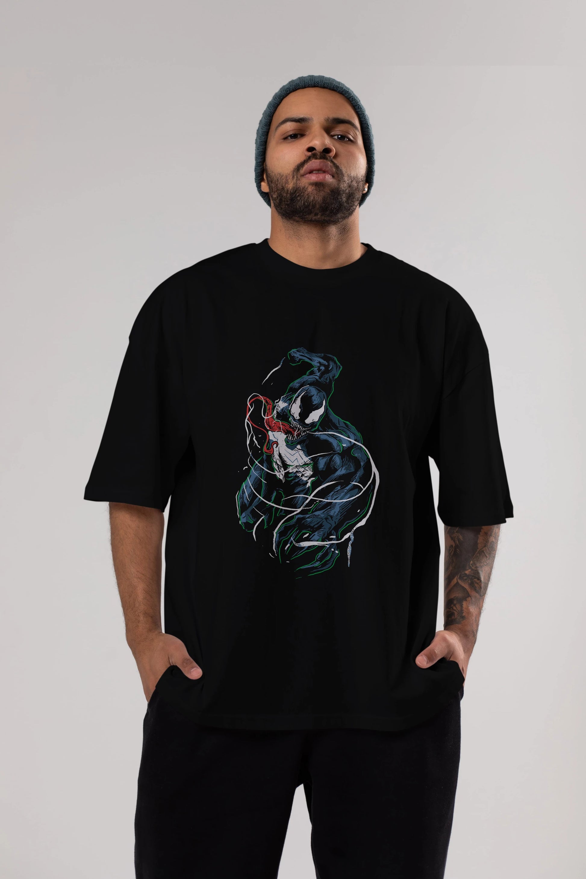 Venom (5) Ön Baskılı Oversize t-shirt Erkek Kadın Unisex %100 Pamuk Bisiklet Yaka tişort