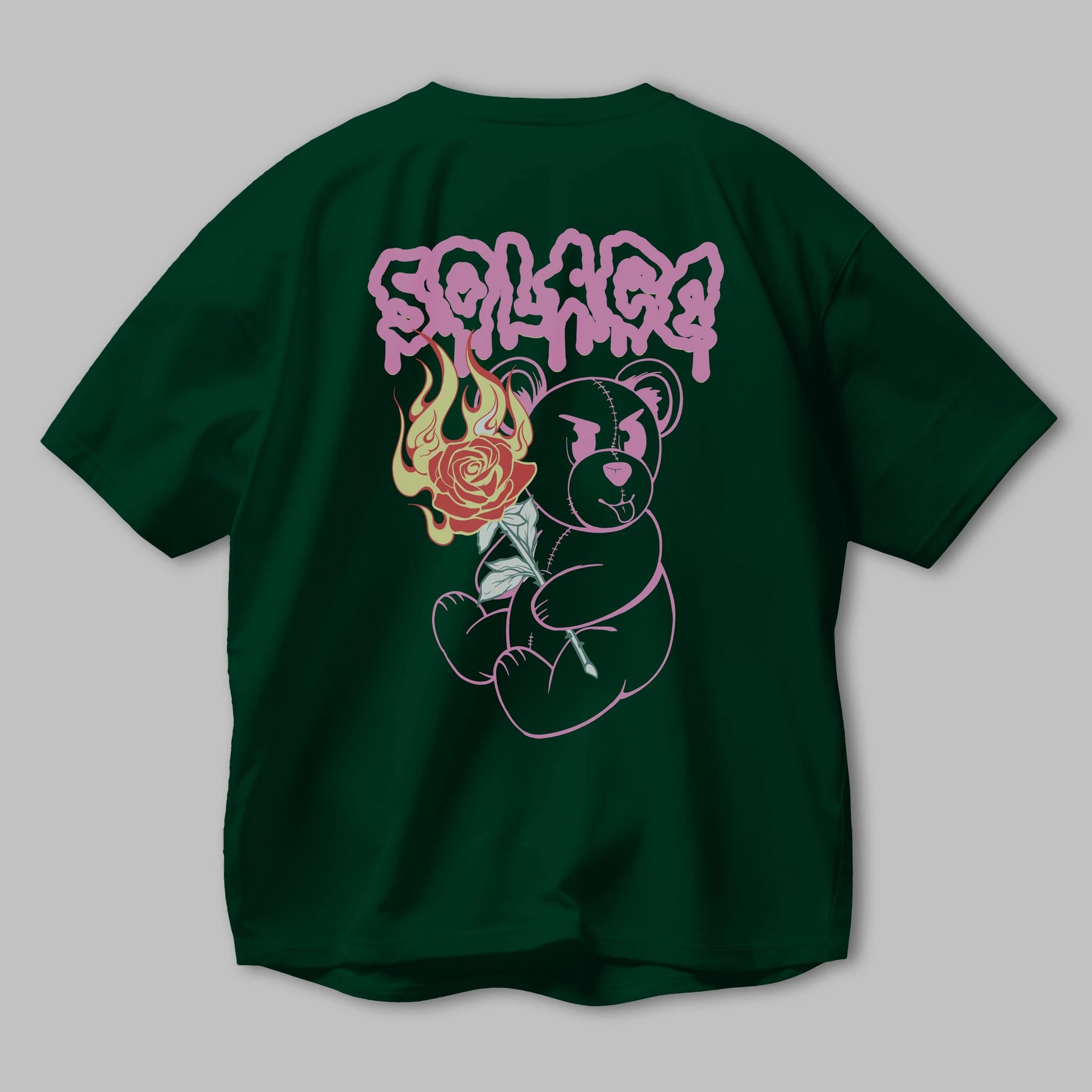 Solage Bear Arka Baskılı Oversize t-shirt Erkek Kadın Unisex