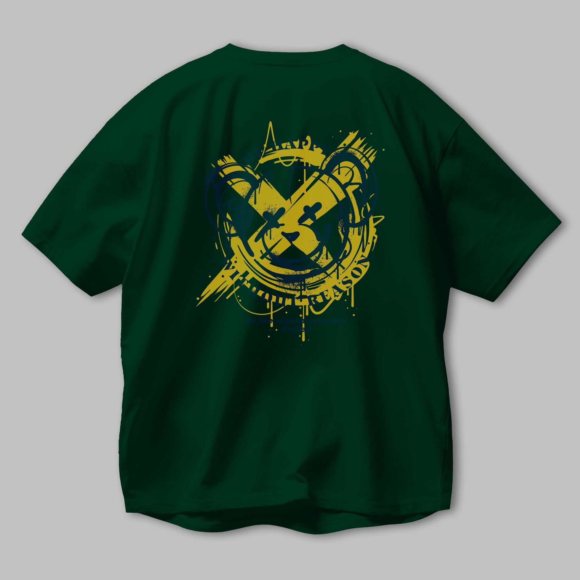 Be Happy Bear 2 Arka Baskılı Oversize t-shirt Erkek Kadın Unisex