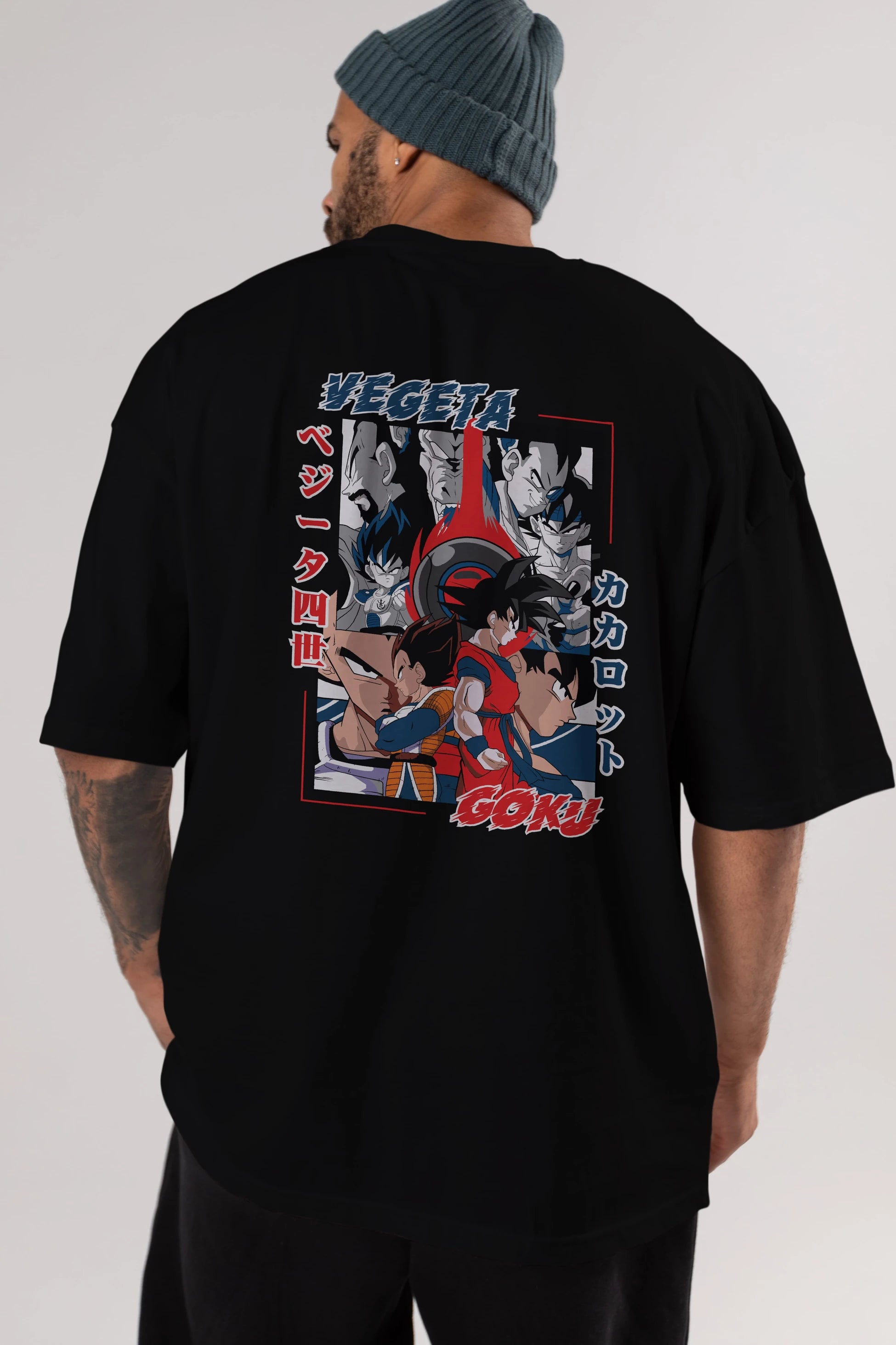 VEGETA VS GOKU Anime Arka Baskılı Oversize t-shirt Erkek Kadın Unisex