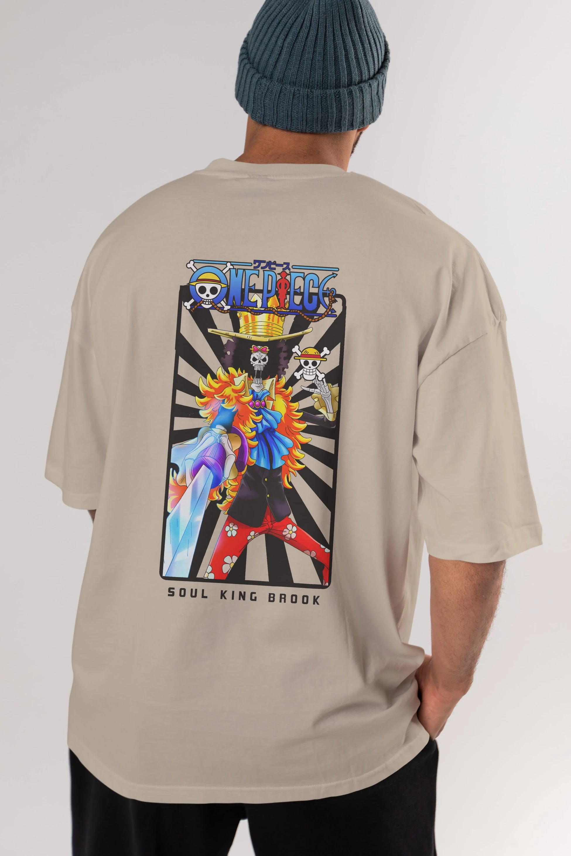 Brook Anime Arka Baskılı Oversize t-shirt Erkek Kadın Unisex %100 pamuk tişort