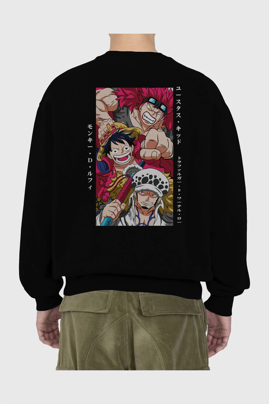 SUPER NOVAS one piece Anime Arka Baskılı Oversize Sweatshirt Erkek Kadın Unisex
