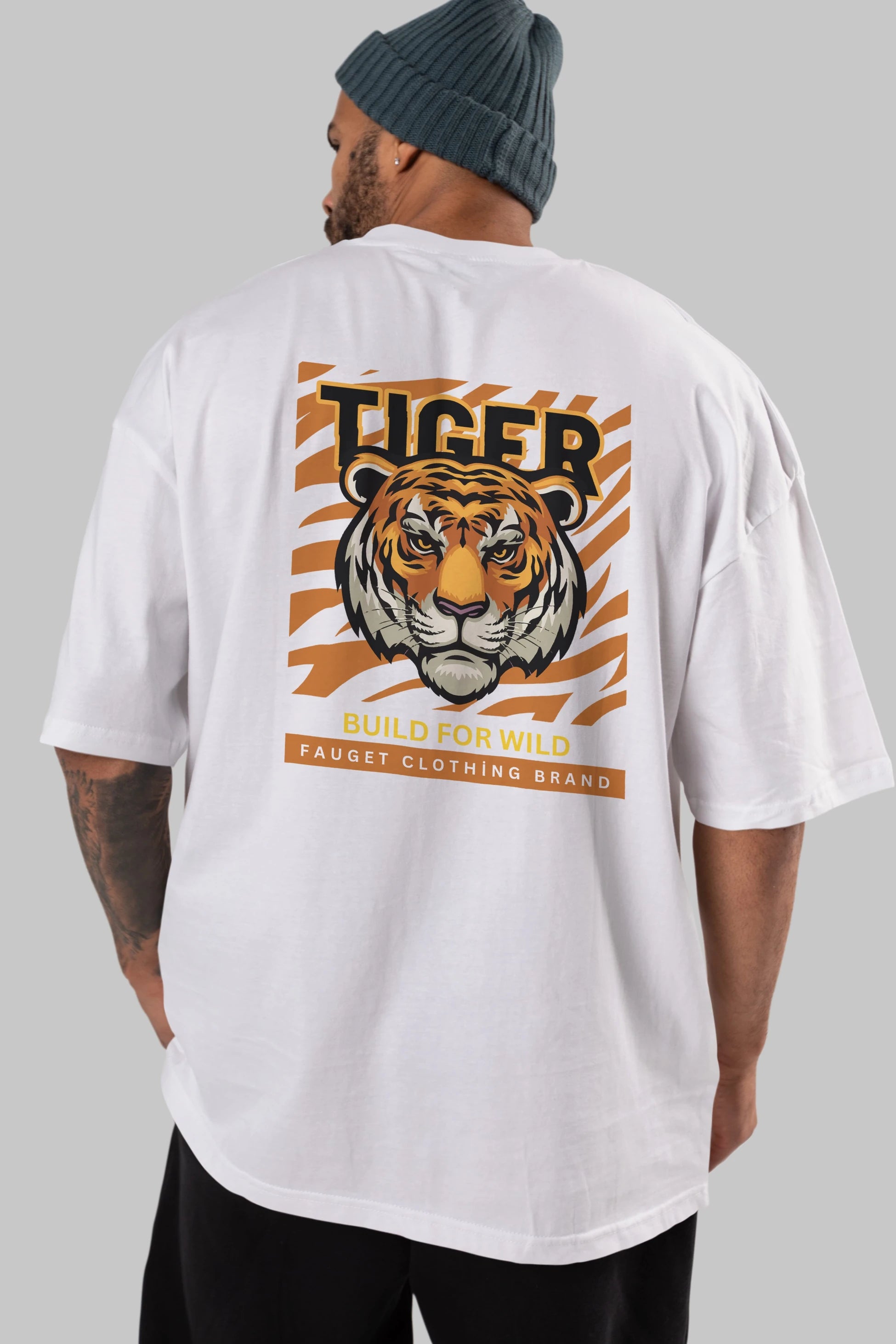 Tiger Arka Baskılı Oversize t-shirt Erkek Kadın Unisex