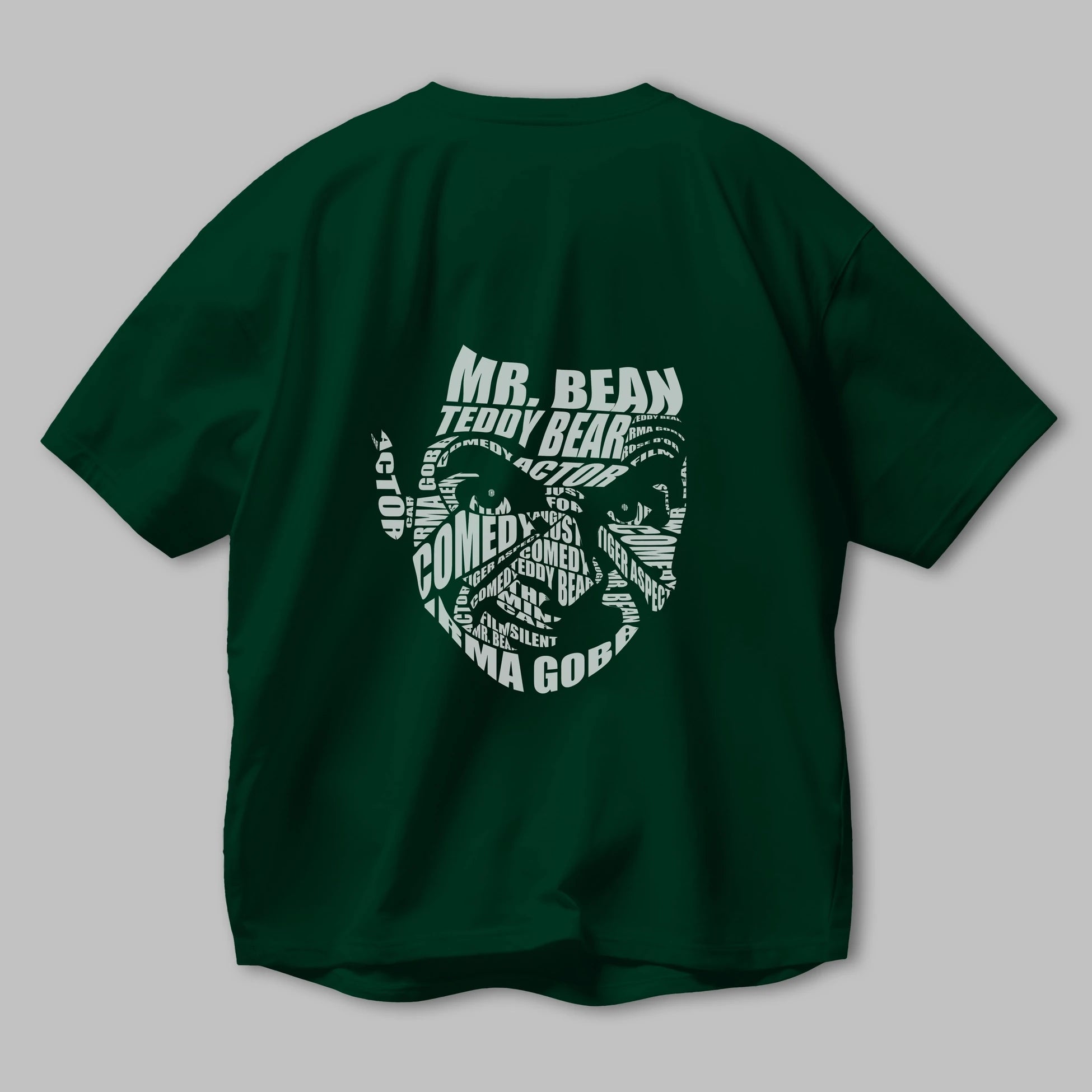 Mr Bean Calligram Arka Baskılı Oversize t-shirt %100 pamuk Erkek Kadın Unisex