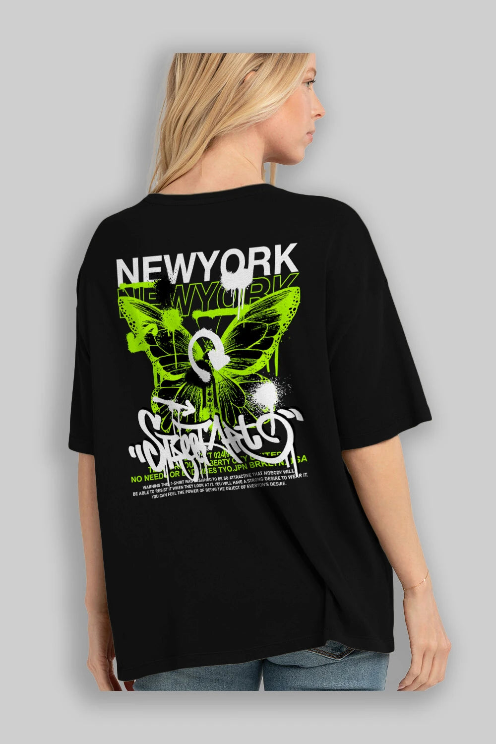 New York Street Style Arka Baskılı Oversize t-shirt Erkek Kadın Unisex