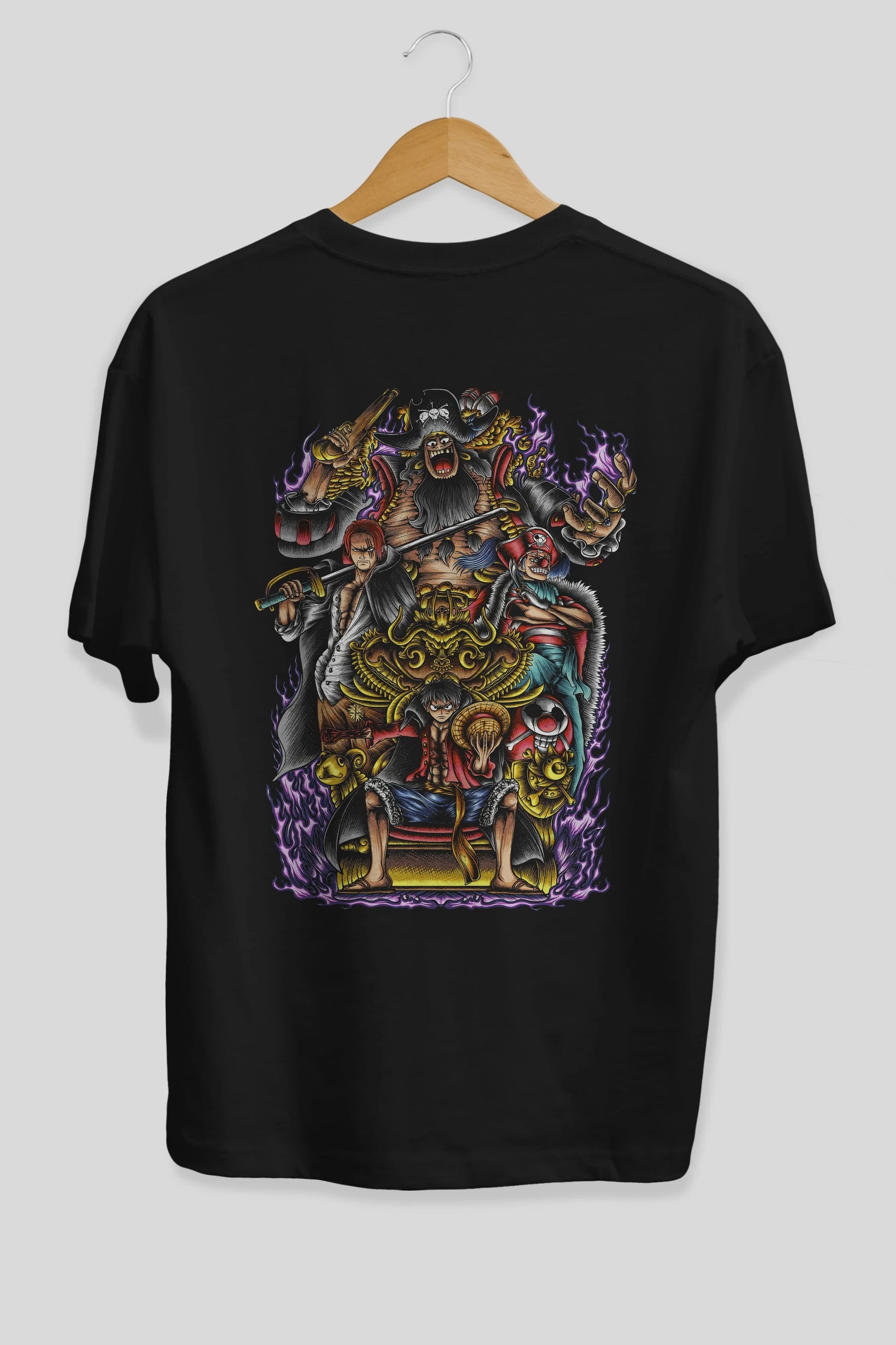 ONE PIECE (8) Anime Arka Baskılı Oversize t-shirt Erkek Kadın Unisex