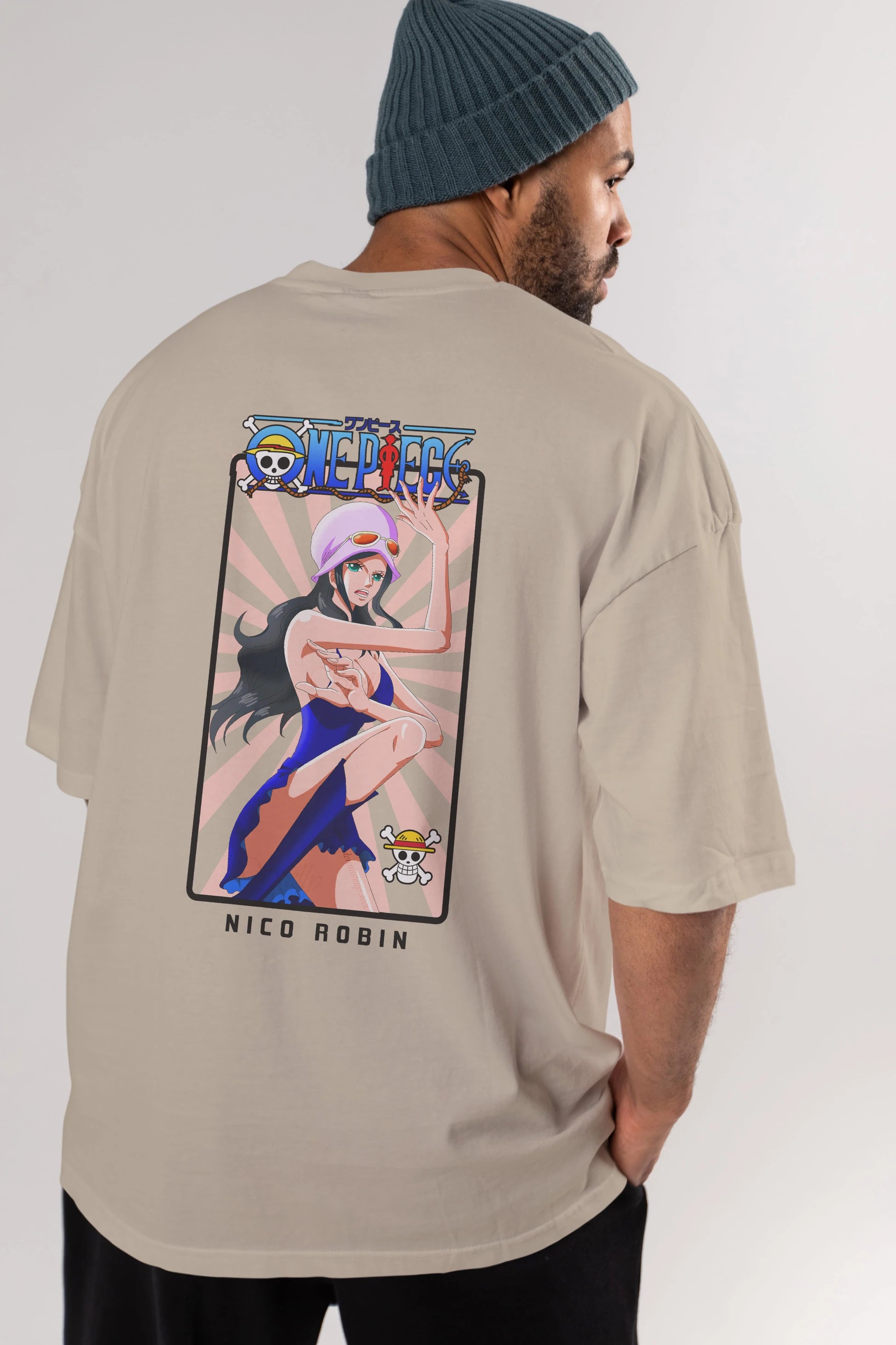 Nico Robin Anime Arka Baskılı Oversize t-shirt Erkek Kadın Unisex %100 pamuk tişort