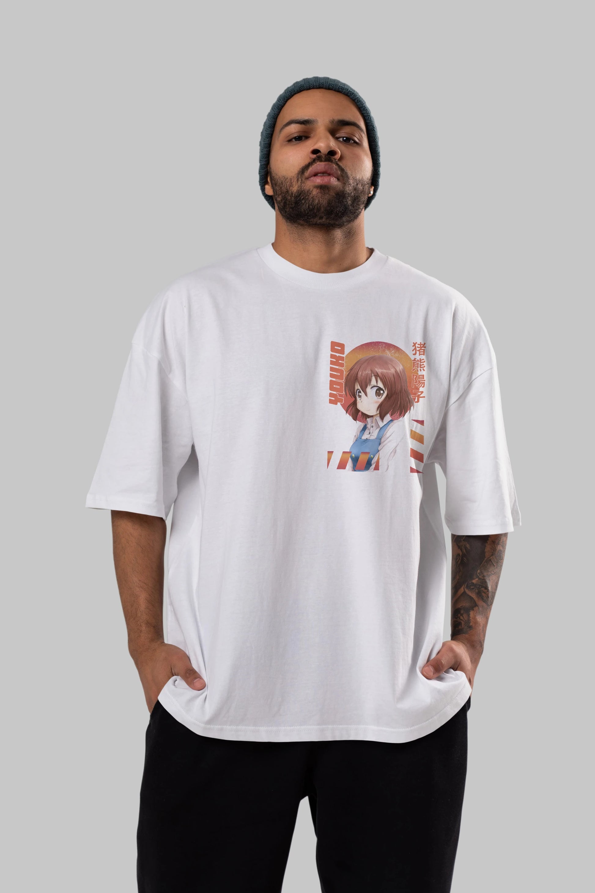Youko Inokuma 5 Ön Sol Baskılı Oversize t-shirt Erkek Kadın Unisex %100 Pamuk Bisiklet Yaka tişort