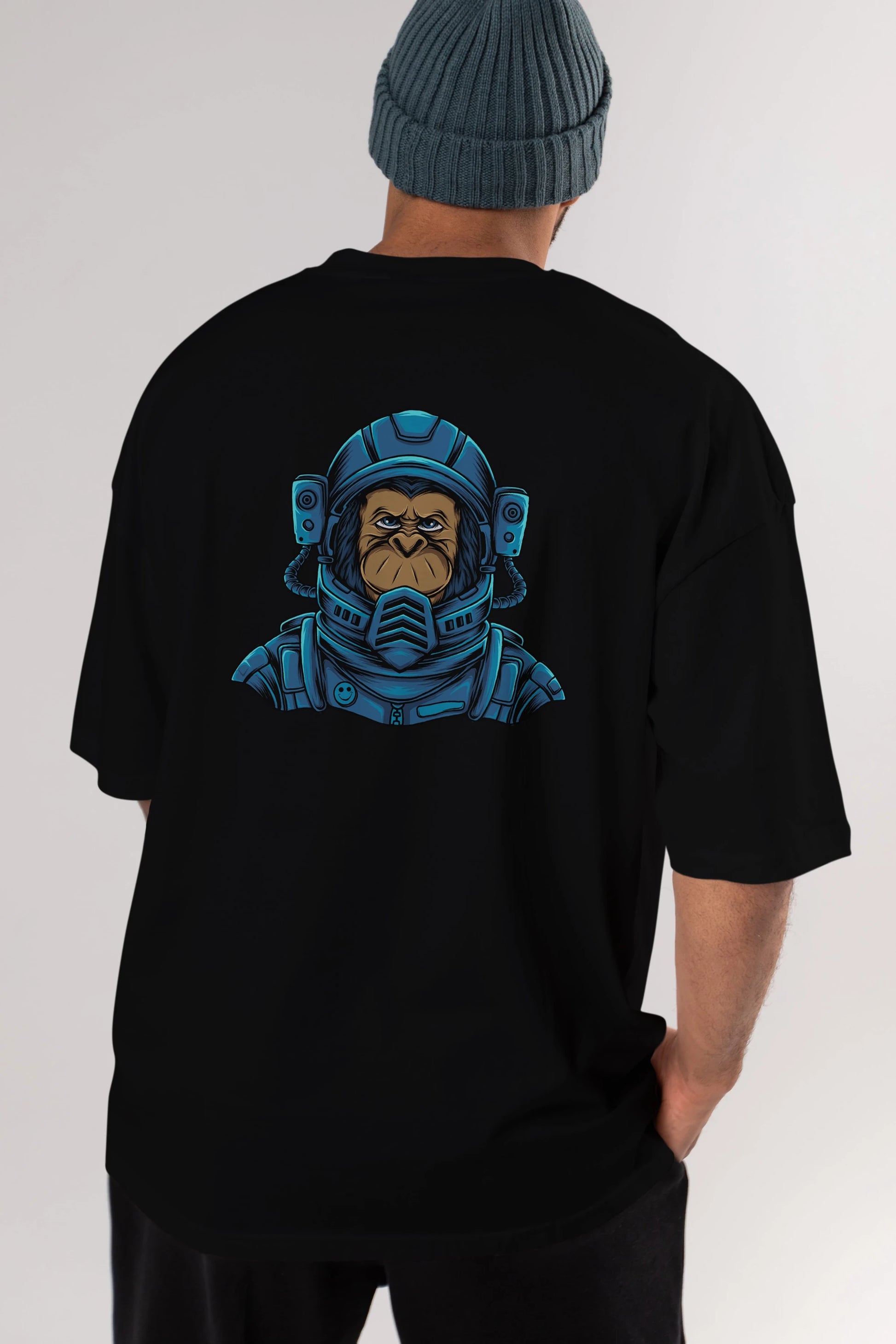 Astromonkey Arka Baskılı Oversize t-shirt Erkek Kadın Unisex