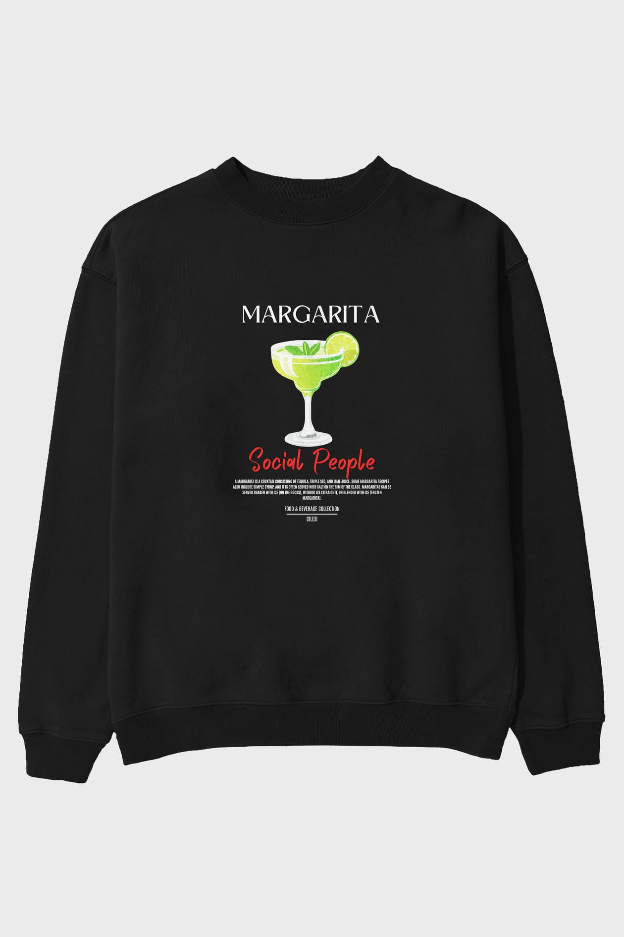 Margarita ön Baskılı Oversize Sweatshirt Erkek Kadın Unisex