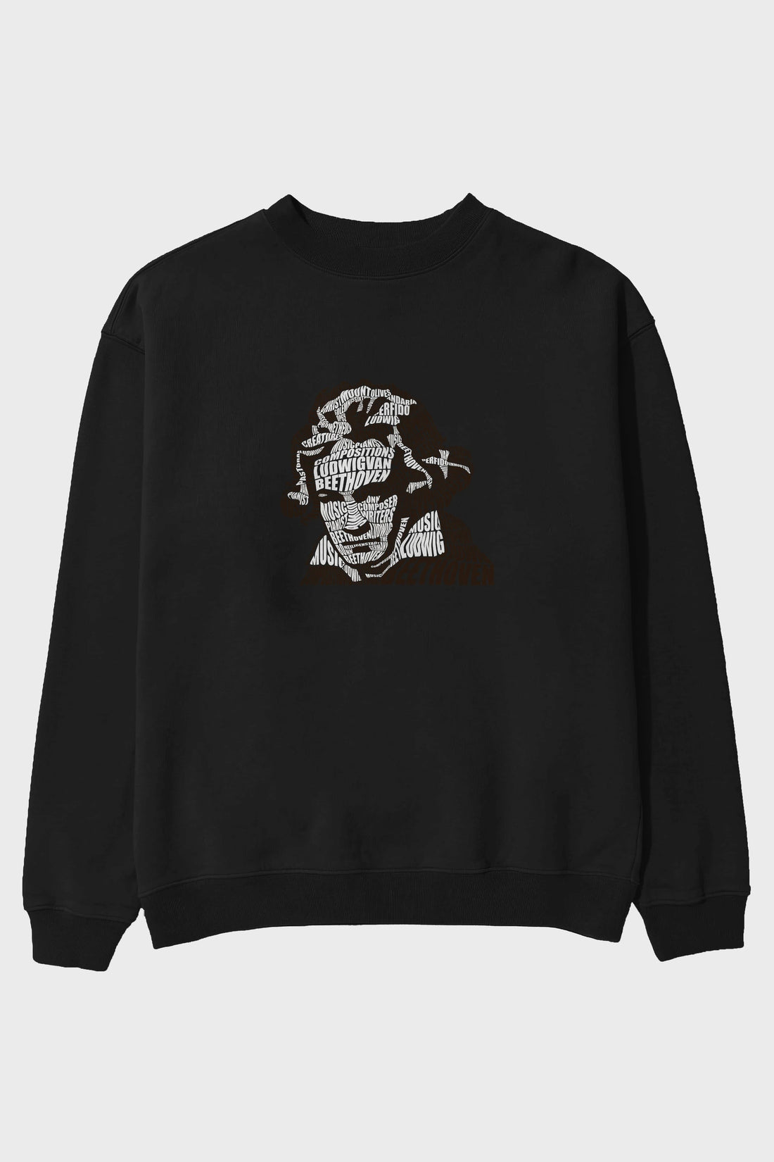 Ludwig van Beethoven Calligram Ön Baskılı Oversize Sweatshirt Erkek Kadın Unisex