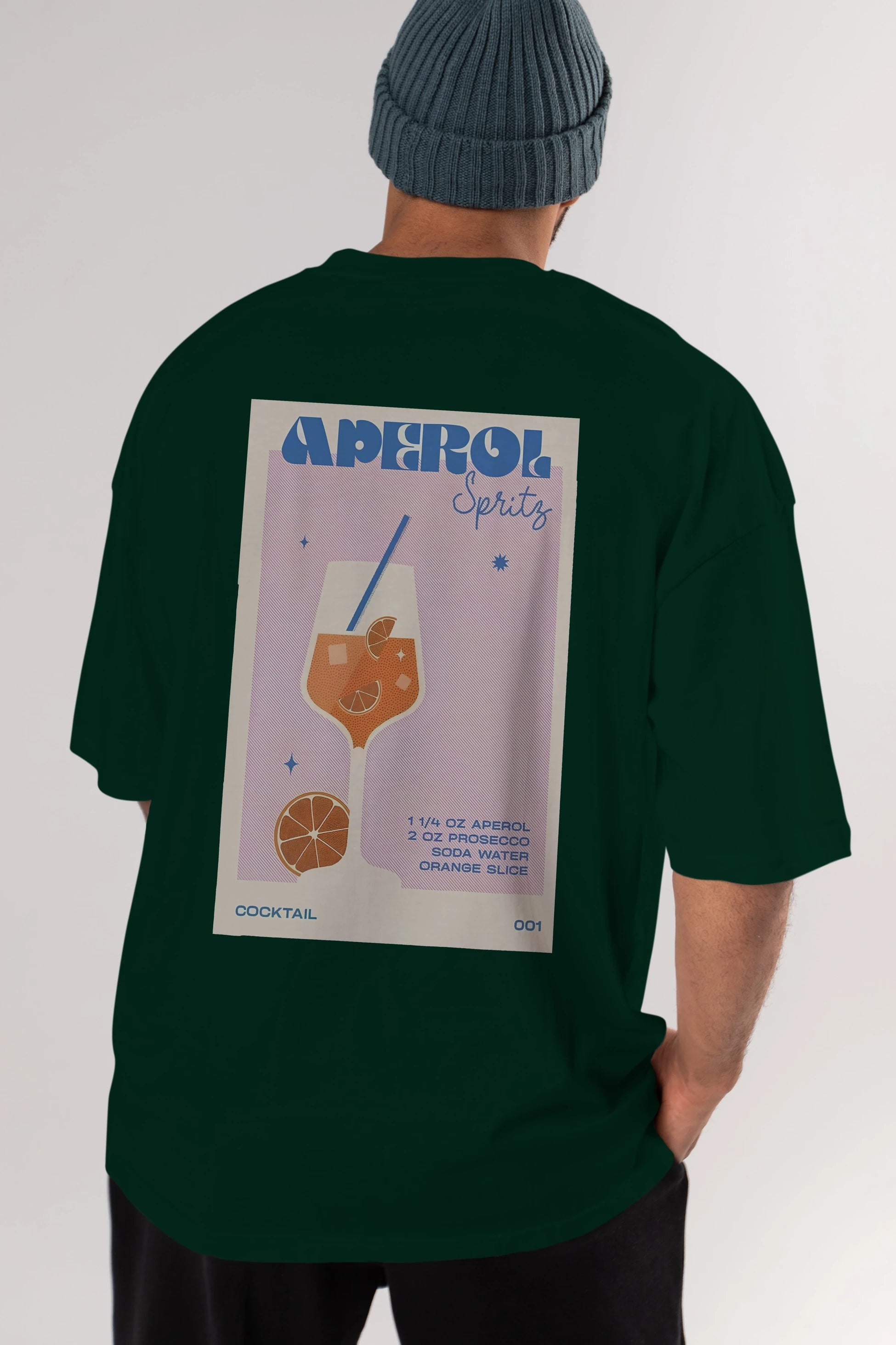 Aperol Spritz Arka Baskılı Oversize t-shirt Erkek Kadın Unisex %100 Pamuk Bisiklet Yaka tişort