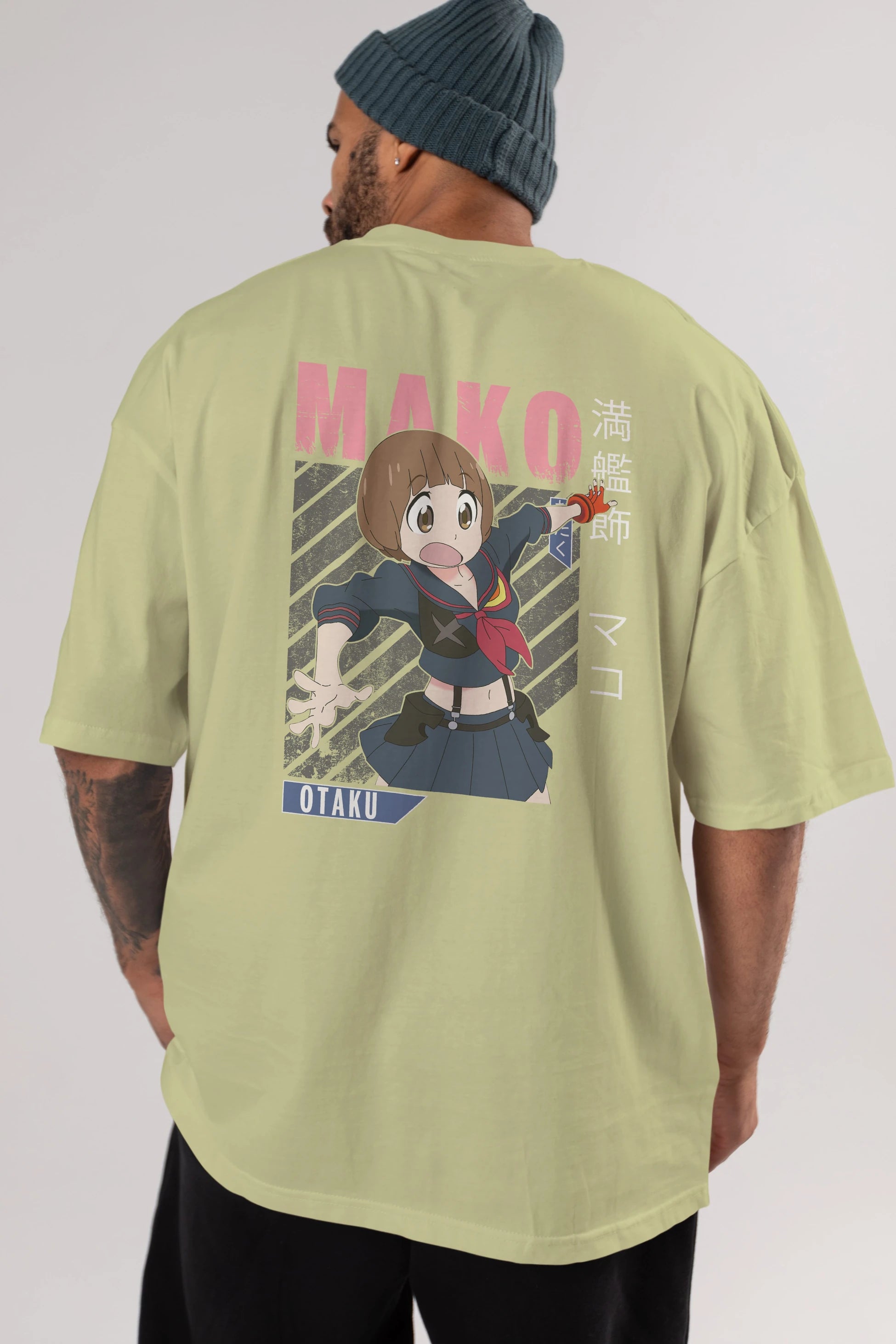 Mako Mankanshoku 2 Anime Arka Baskılı Oversize t-shirt Erkek Kadın Unisex