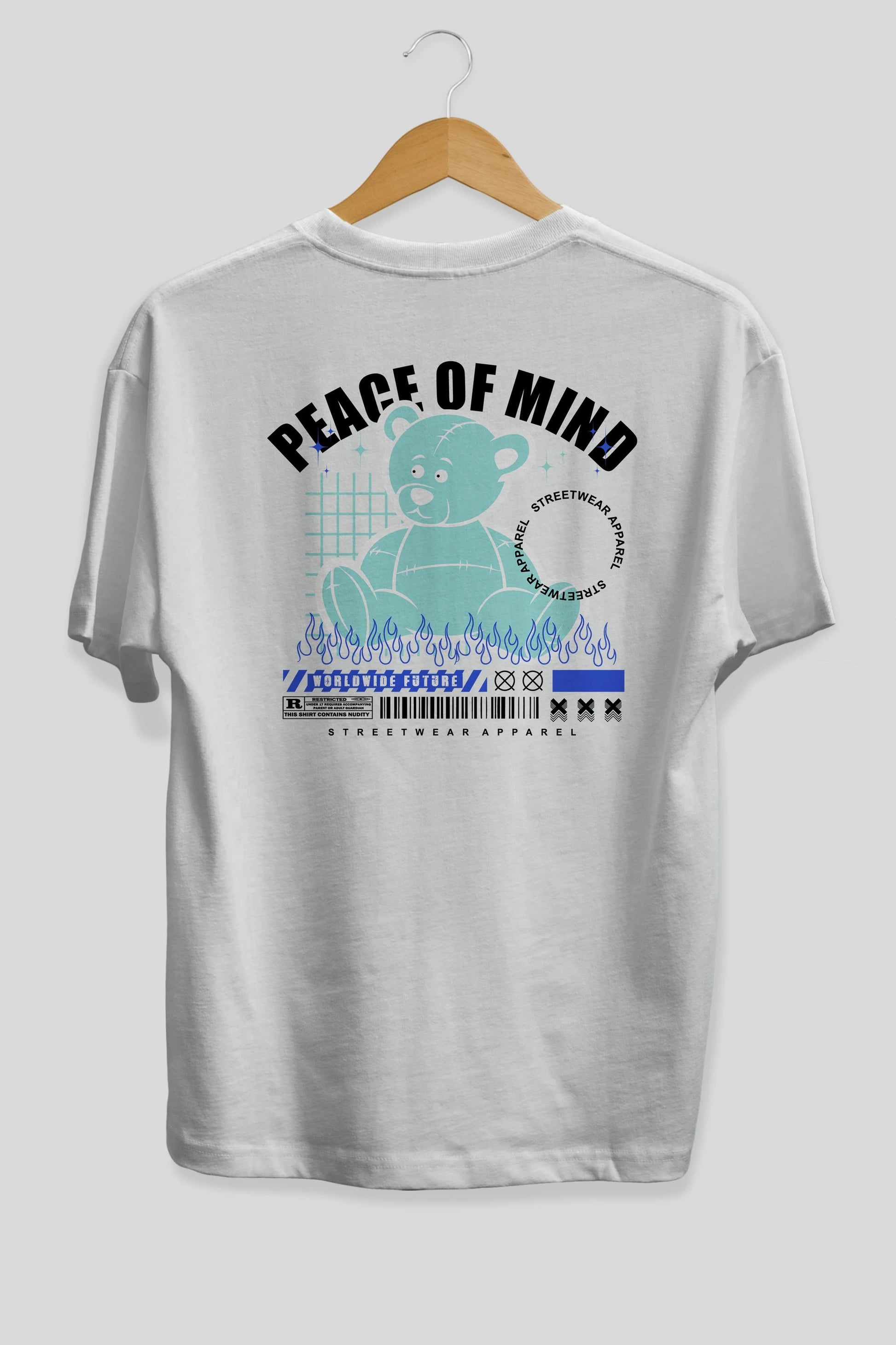 Teddy Bear Peace of Mind Arka Baskılı Oversize t-shirt Erkek Kadın Unisex