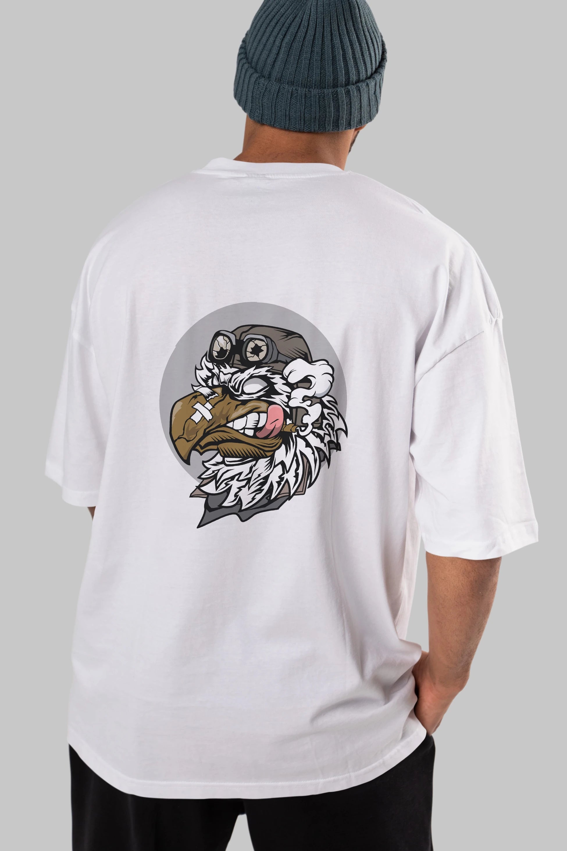 Bird Pilot Arka Baskılı Oversize t-shirt Erkek Kadın Unisex %100 Pamuk tişort